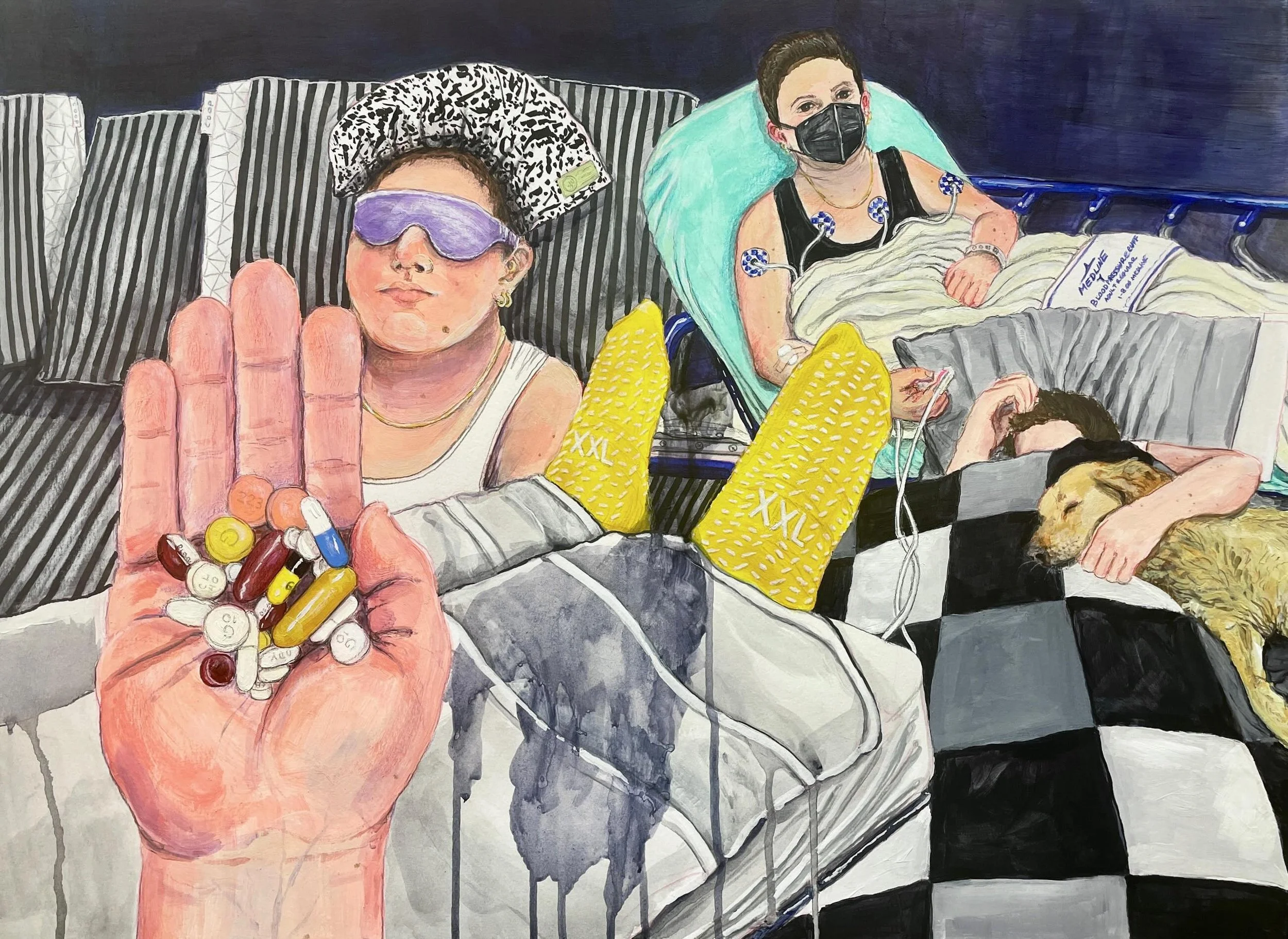 &ldquo;Drowned in a Dream (ME/CFS)&rdquo;
mixed media on paper 18&rdquo;x24&rdquo;
&nbsp;
This is a continuation of my ongoing painting series, &ldquo;Catharsis,&rdquo; where I document (and process) my journey through illness, disability, and surviv