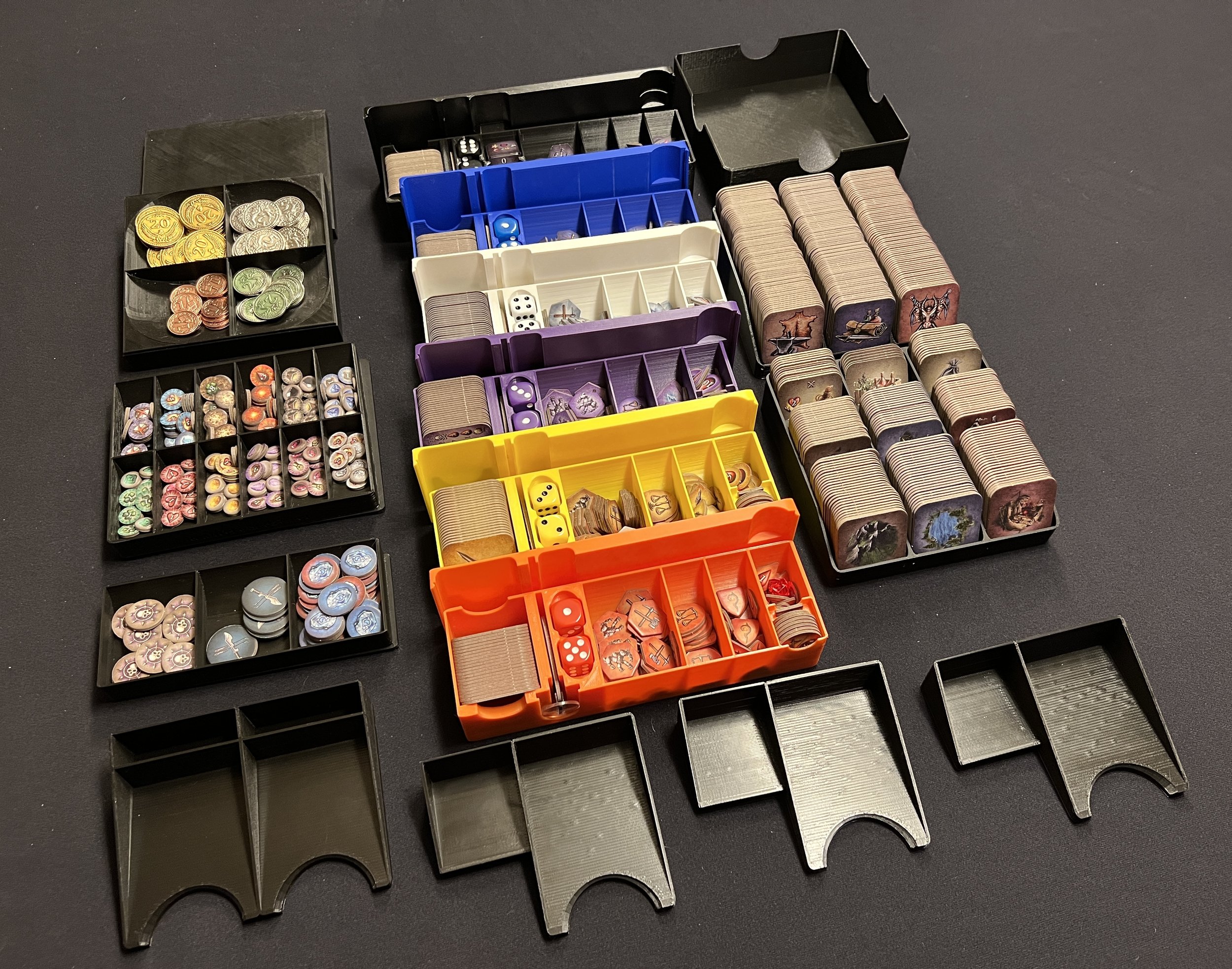 Grey or Black - Custom 3D Printed Shadespire Token Organizer and Card Tray 