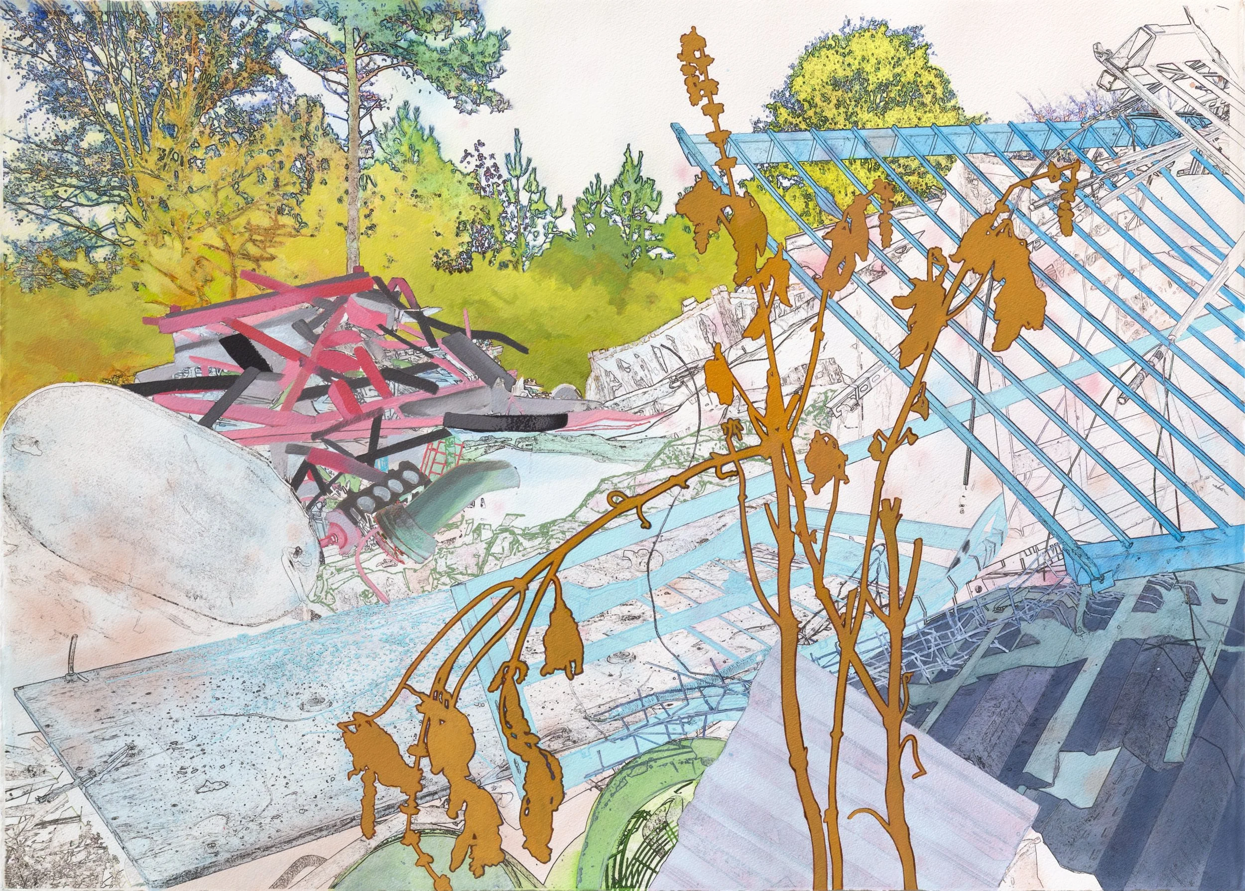 Salvage 2605, mixed media on paper, 29 ⅝" x 41 ½", 2026