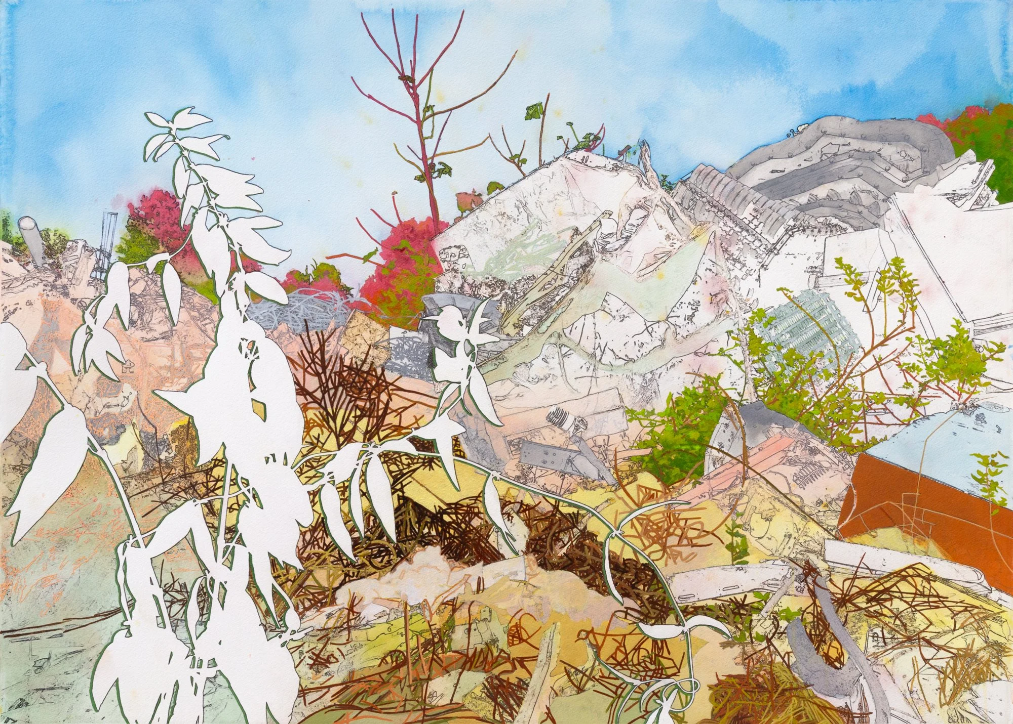 Salvage 2606, mixed media on paper, 29 ¾ x 41⅜"