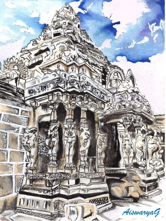 ஒரு கலைஞரின் பதிவு  - கைலாசநாதர் கோவிலின் ஒரு பகுதி