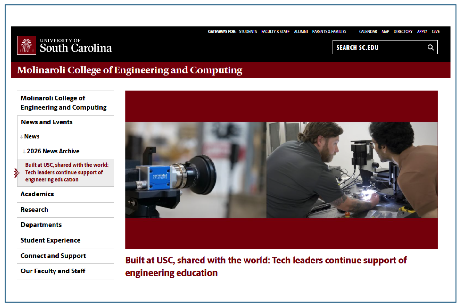 “Tech leaders continue support of engineering education”