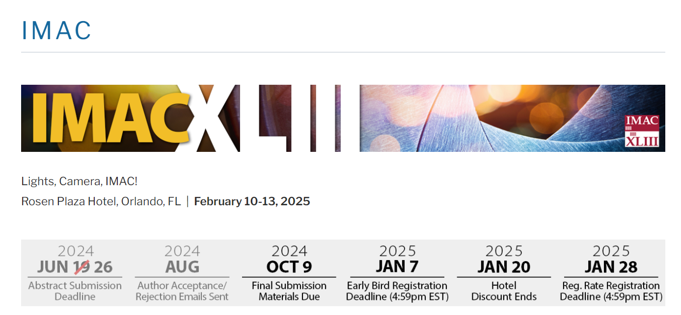 IMAC 2025 (Orlando, FL) — Correlated Solutions Digital Image Correlation