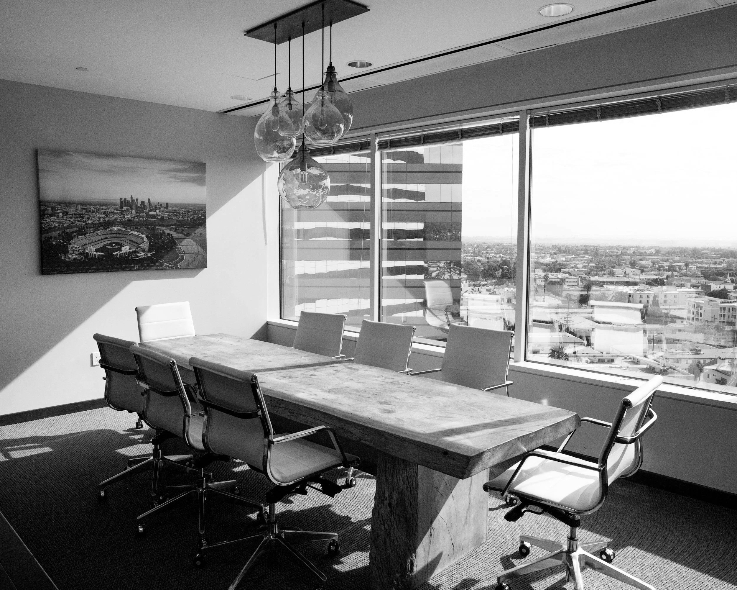 Board room with table and chairs