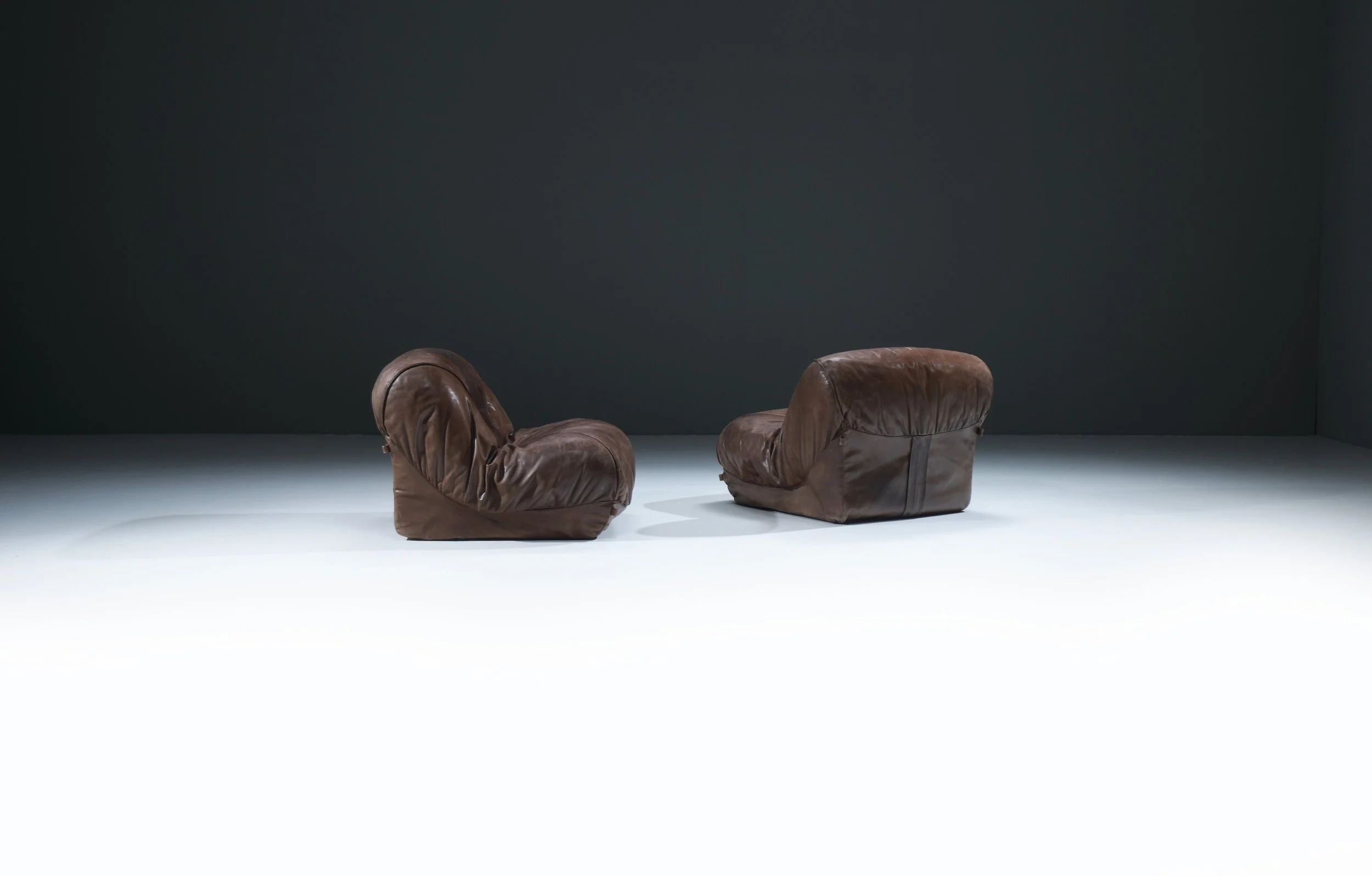 2 airborne brown patinated single seater patate vintage leather furniture design lounge aera lab aeralab albrecht 1stdibs dendermonde albrecht .jpg