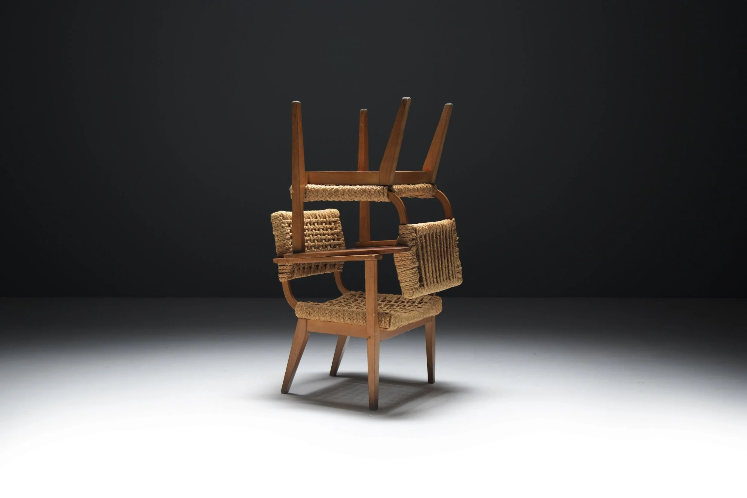 16 Adrien Audoux & Frida Minet Vibo Marseille armchair Stained Beech Frame Handwoven Abaca Hemp aera lab aeralab 1stdibs vintage design furniture .jpg