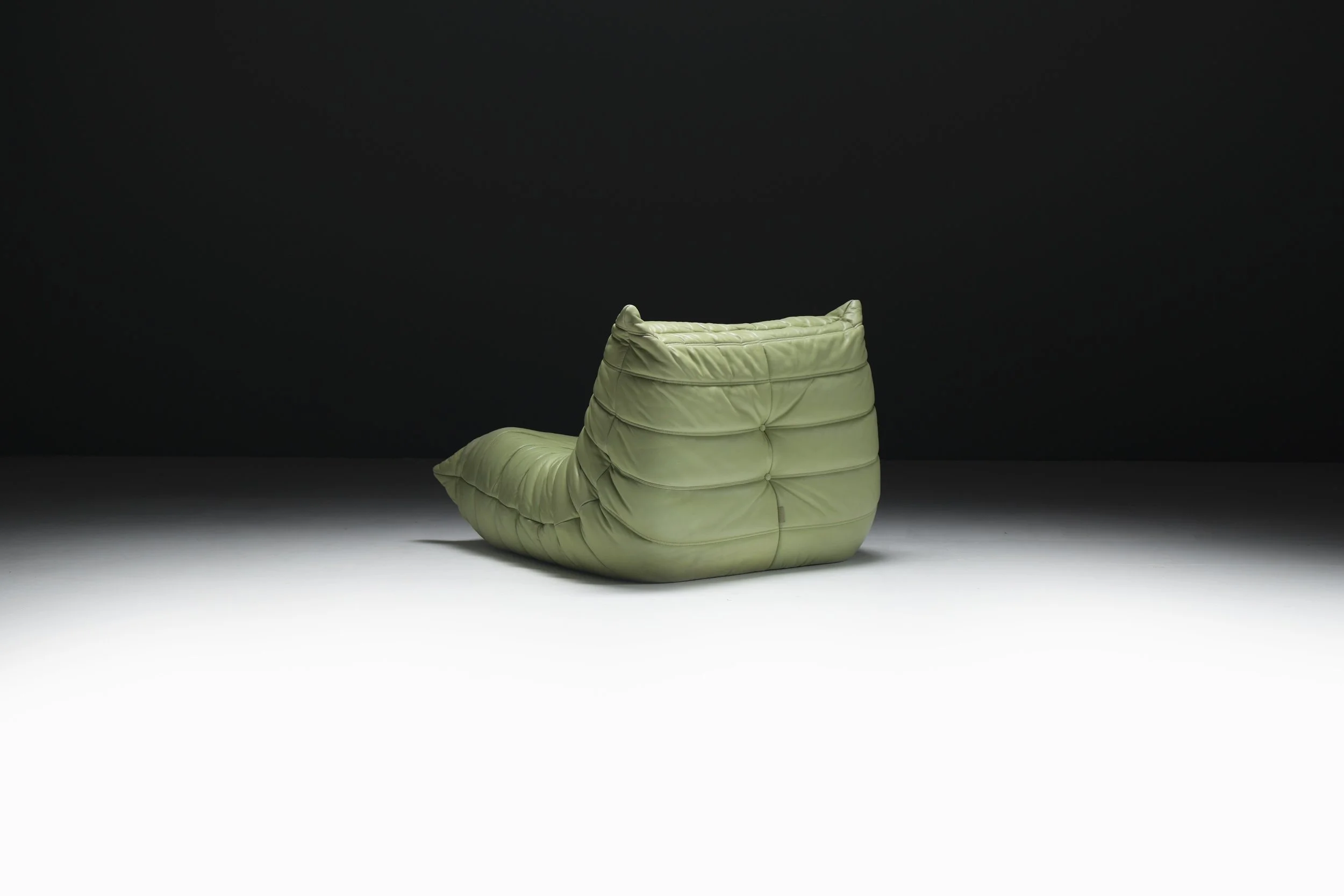 3 togo Ligne Roset vintage mint lime green leather michel ducaroy ligne roset cinna aera lab aeralab 1stdibs design furniture lounge .jpg