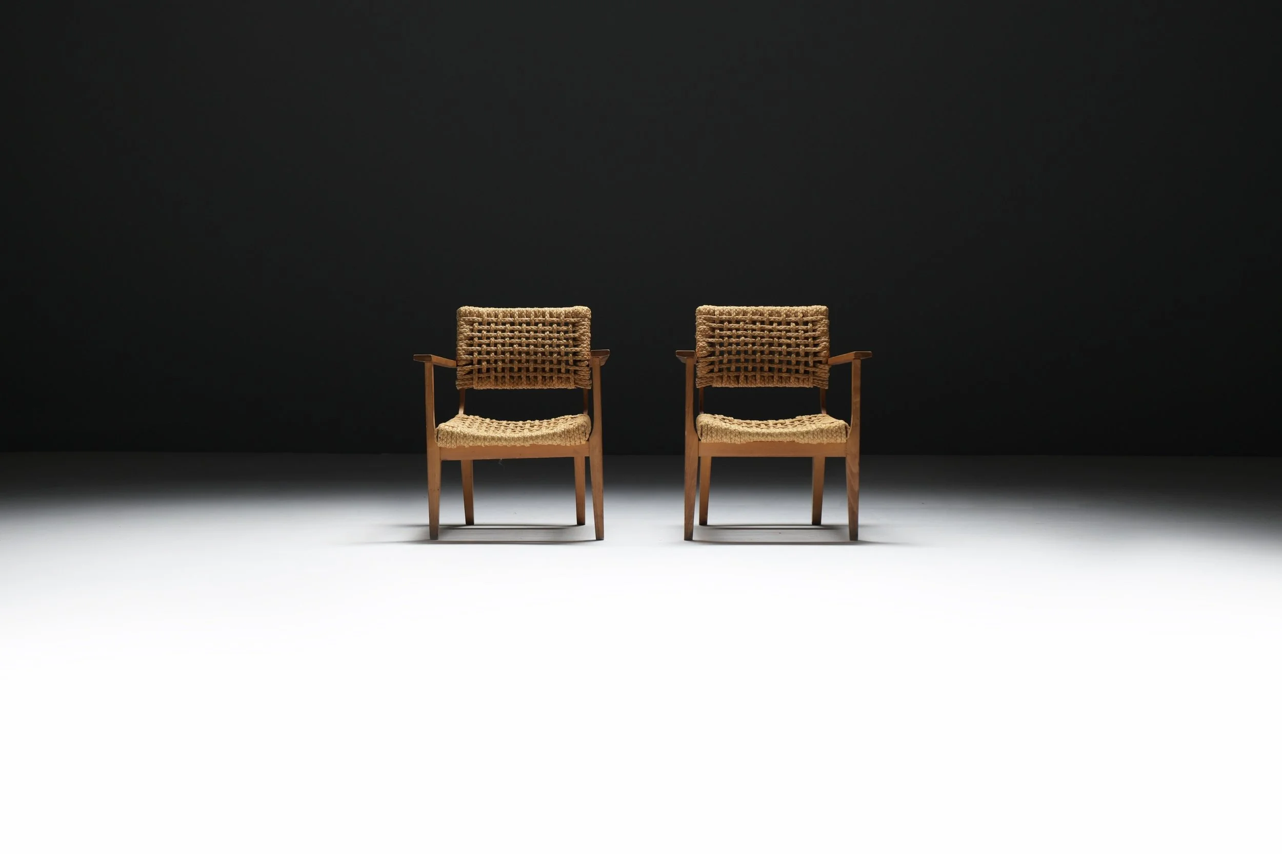 4 Adrien Audoux & Frida Minet Vibo Marseille armchair Stained Beech Frame Handwoven Abaca Hemp aera lab aeralab 1stdibs vintage design furniture .jpg