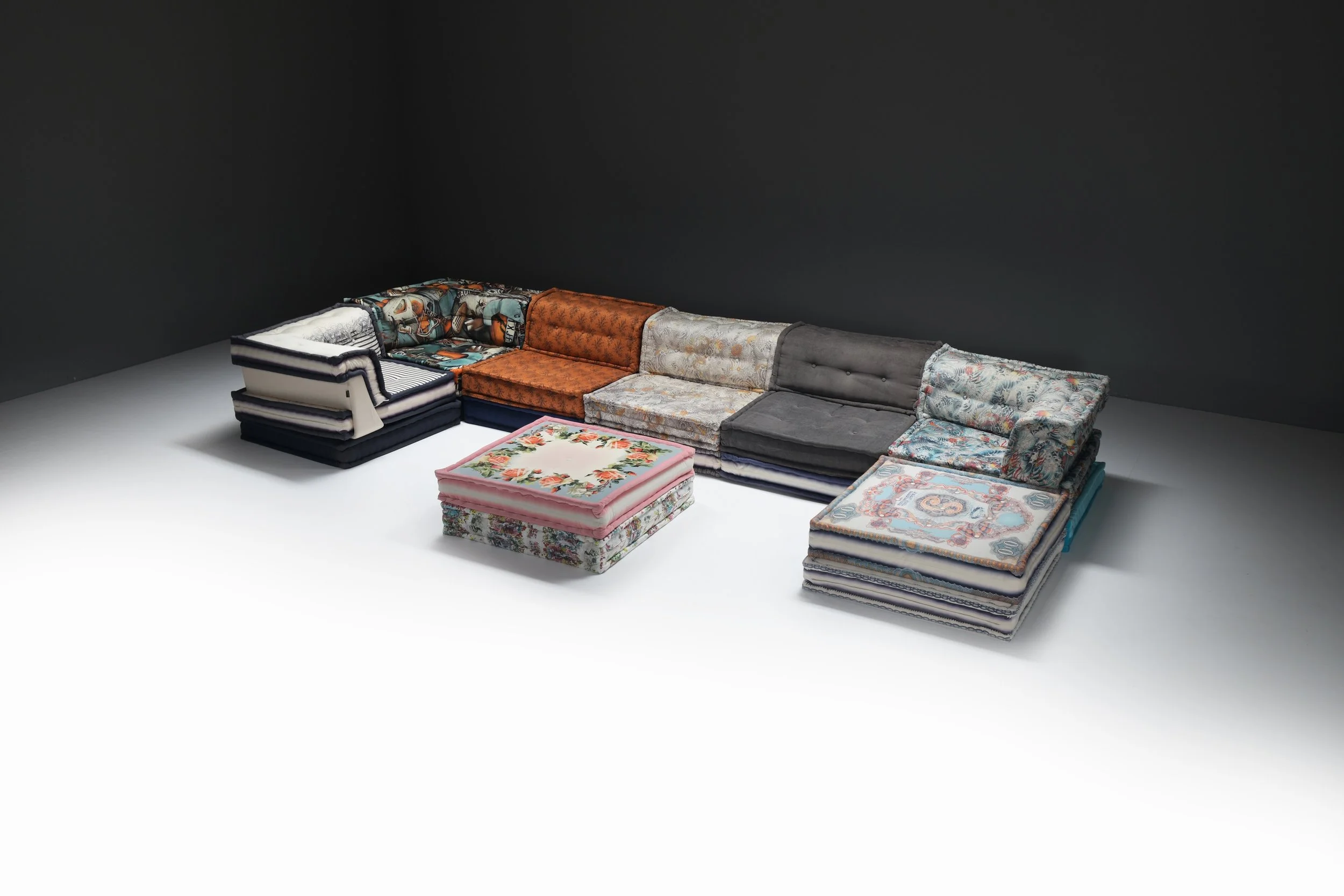2 Jean Paul Gaultier Modular Mah Jong Sofa daybed Missoni kenzo sectional ibiza wabi sabi mediterranean coshions bohemian France lounge Hans Hopfer Roche Bobois 1971 missoni kenzo vintage design furniture aera lab aeralab bart albrecht 1stdibs.jpg