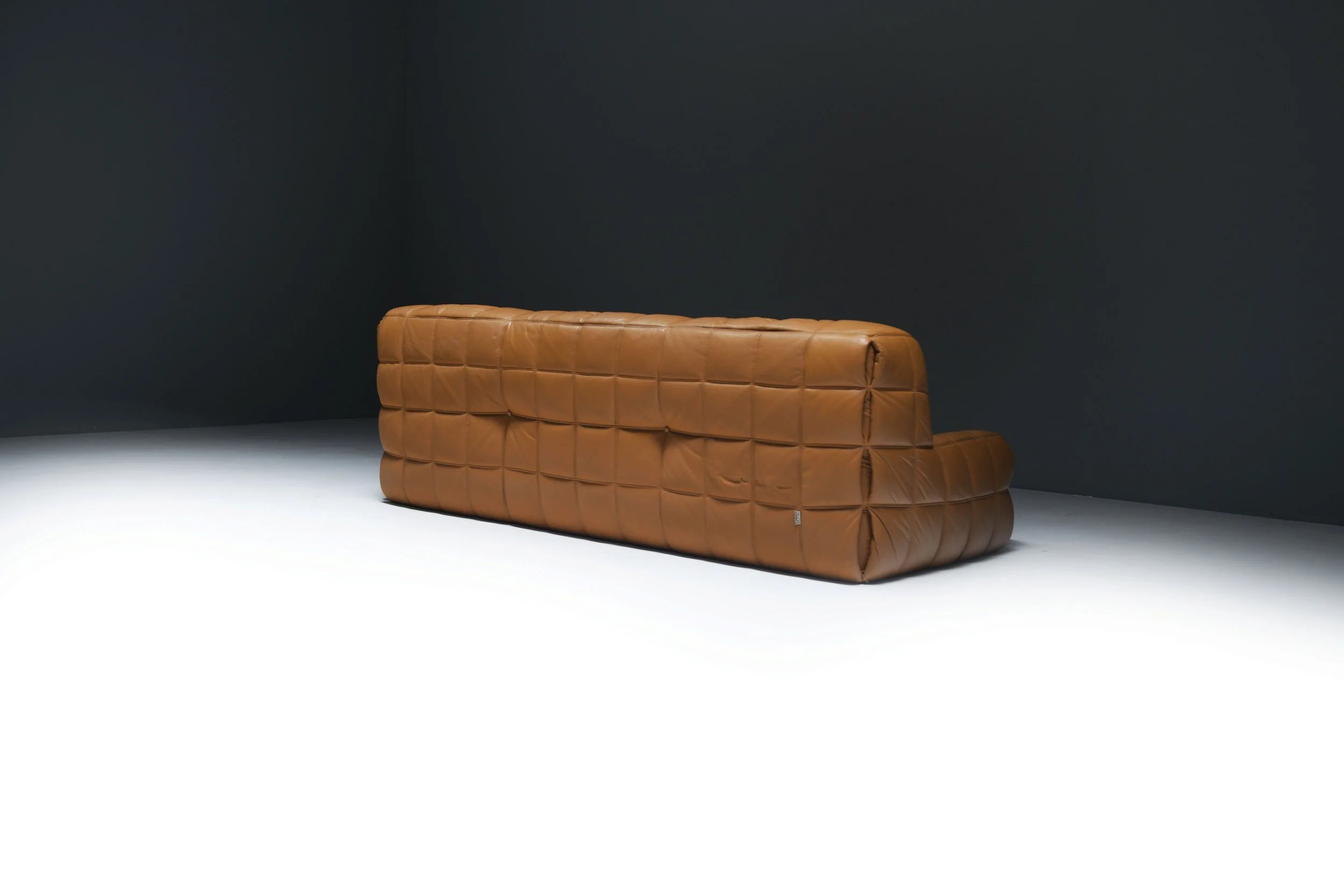 18 Kashima lounge sofa 3 seater vintage cognac orange leather michel ducaroy ligne roset france design furniture togo yoko aera lab aeralab albrecht natural 1stdibs .jpg