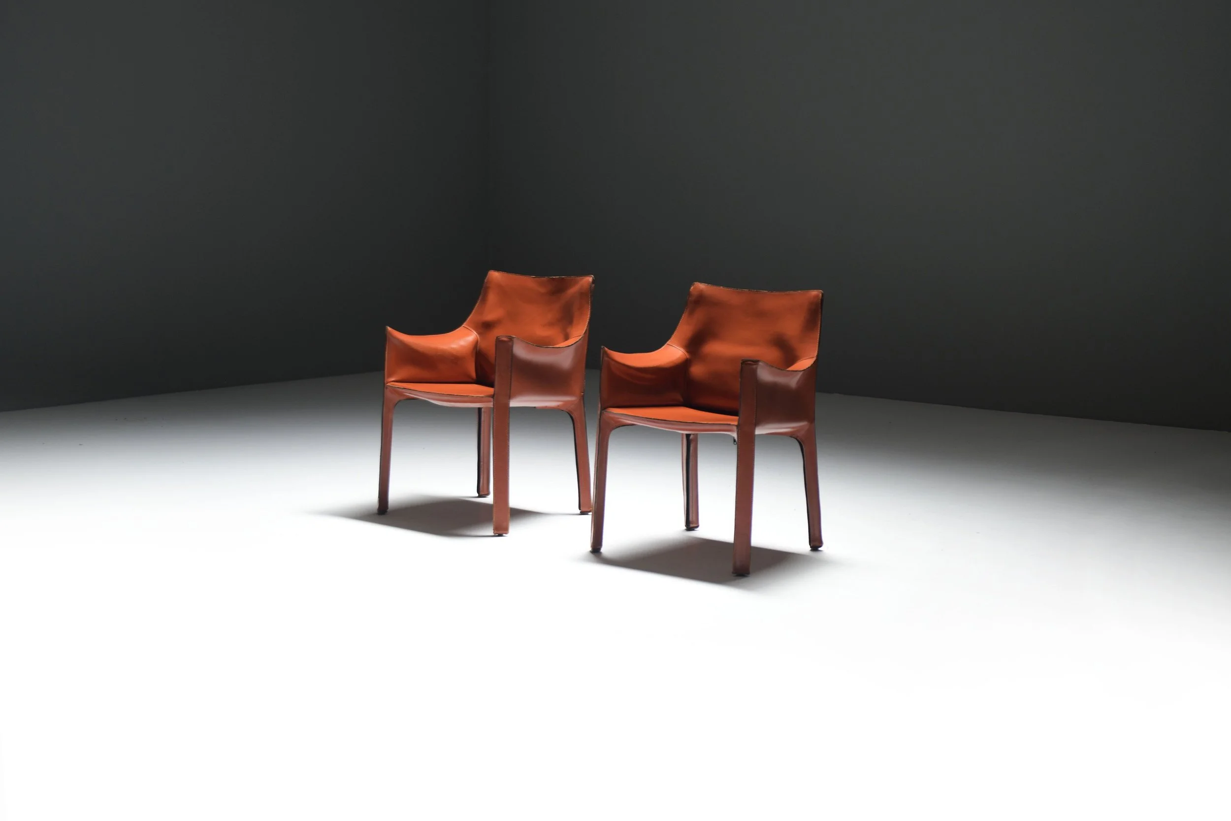 2 Cab 413 red burgundy orange bordeaux brown vintage leather mario bellini cassina dining chair armchair vintage aera lab aeralab albrecht design furniture albrecht 1stdibs belgium dendermonde.jpg