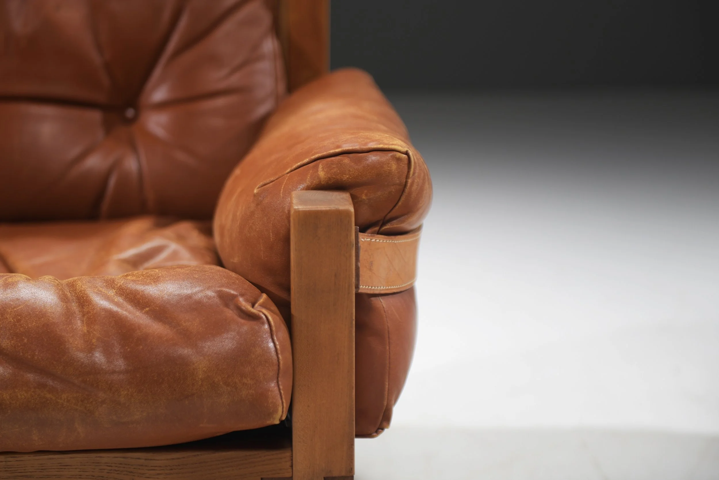 8 Pierre Chapo S15 elm elmwood wood cognac leather lounge chairs France 1967 aera lab aeralab bart albrecht 1stdibs vintage design furniture dendermonde belgium.jpg