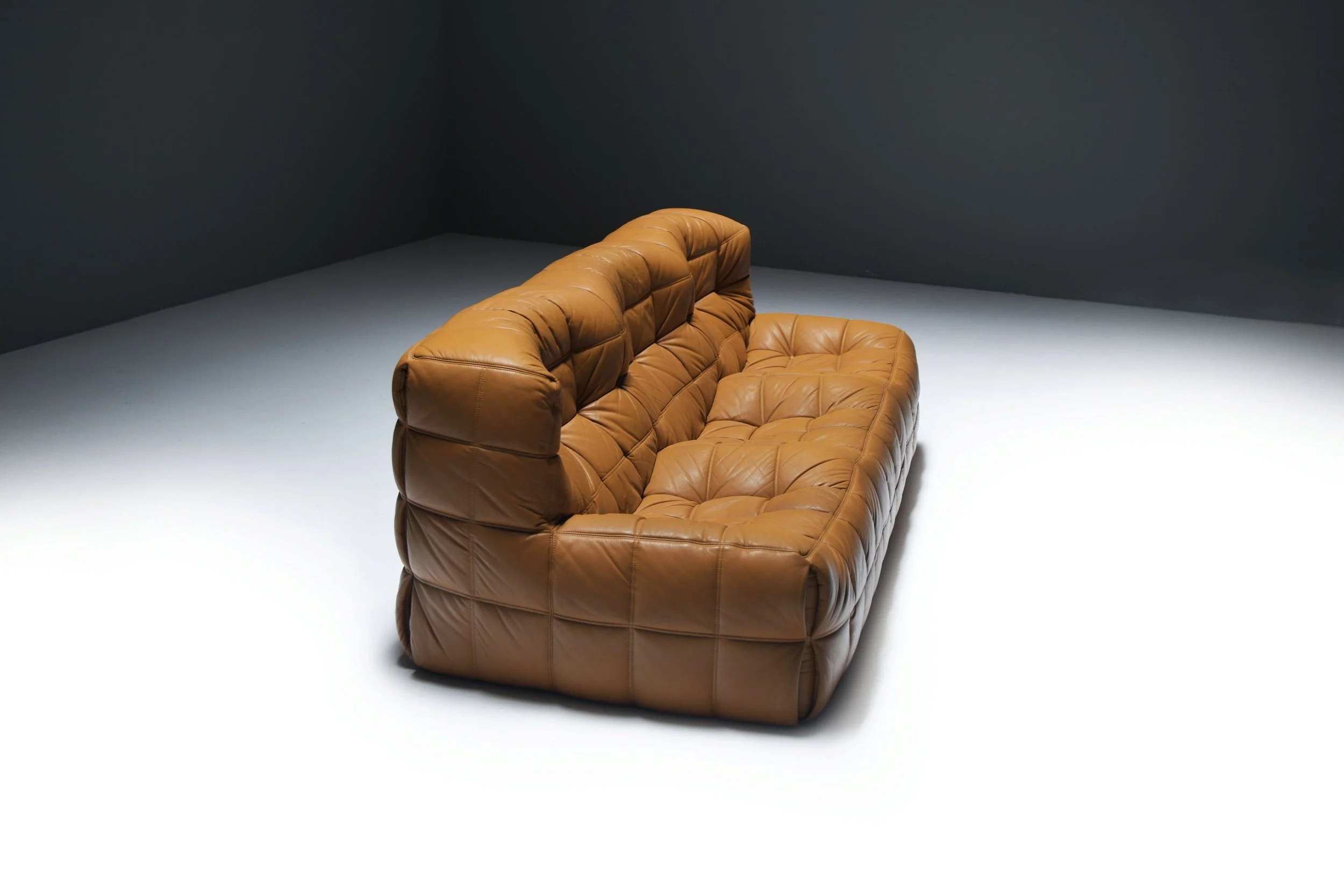 15 Kashima lounge sofa 3 seater vintage cognac orange leather michel ducaroy ligne roset france design furniture togo yoko aera lab aeralab albrecht natural 1stdibs .jpg
