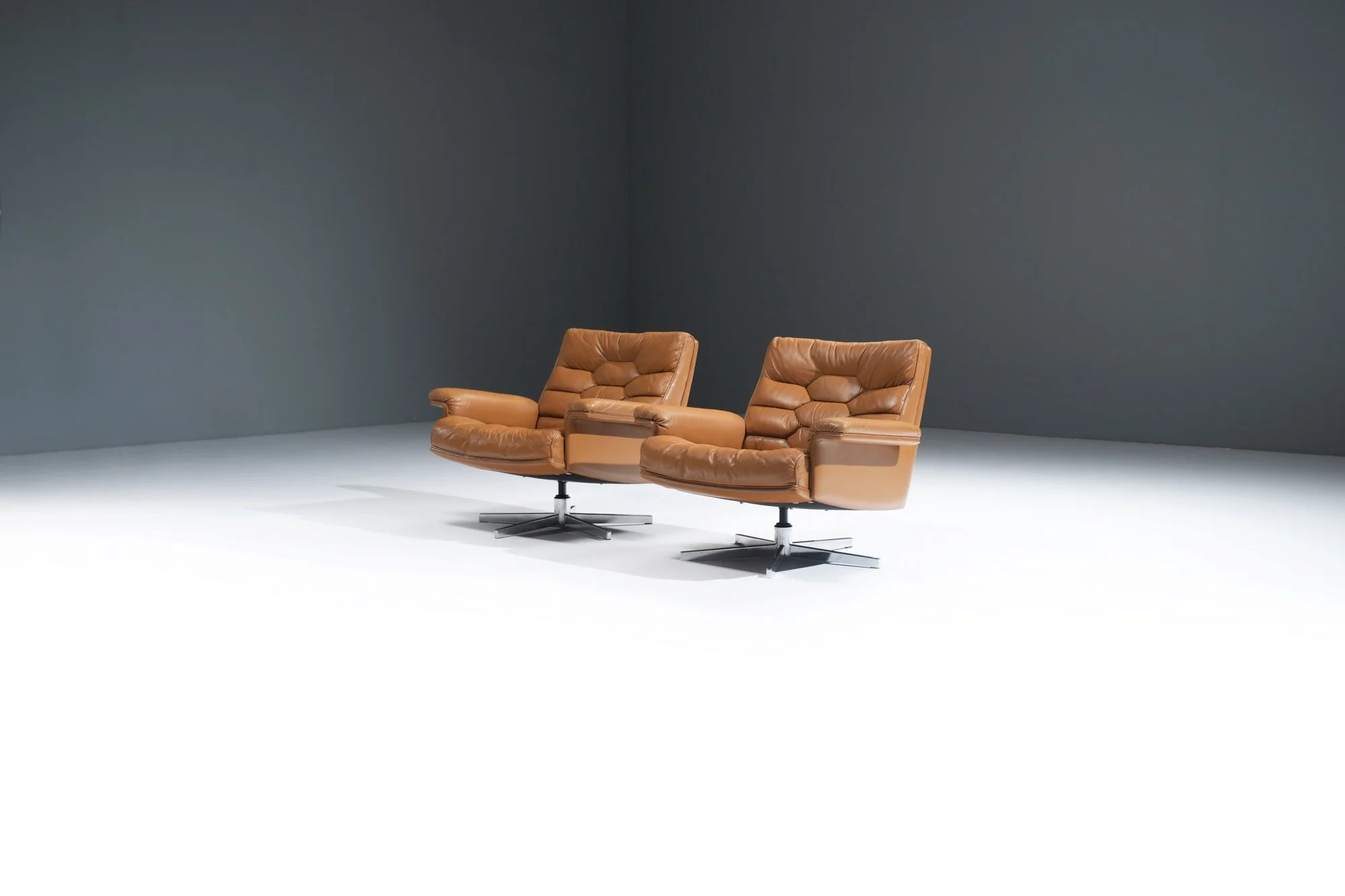 3 de sede ds P Robert Haussmann swivel lounge chair cognac vintage leather design furniture aera lab aeralab albrecht dendermonde 1stdibs.jpg