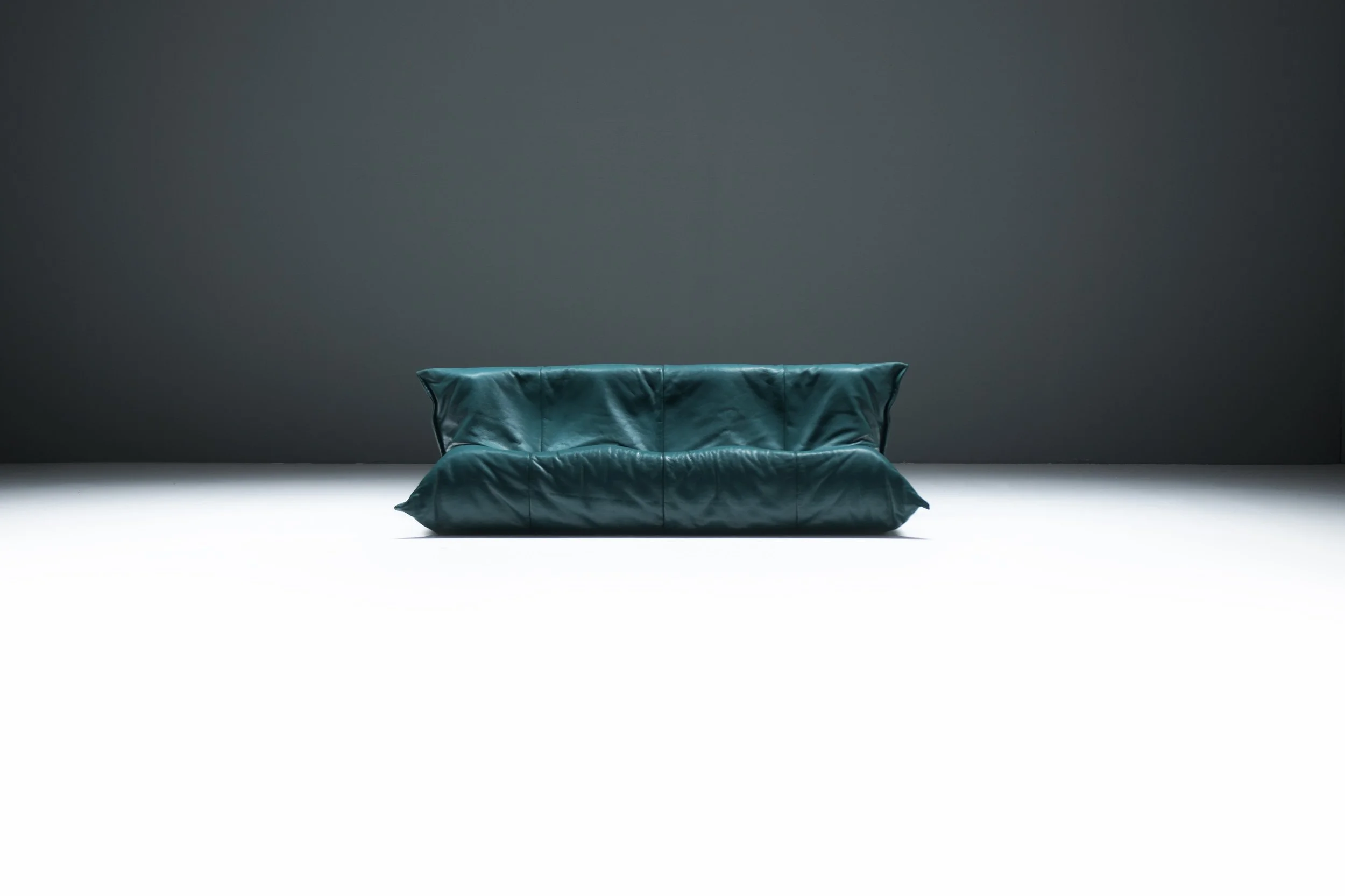 2 yoko lounge lazy sofa 3 seater ligne roset cinna aralia kashima michel ducaroy design furniture vintage green petroleum leather aera lab aeralab togo bart albrecht dendermonde 1stdibs.jpg