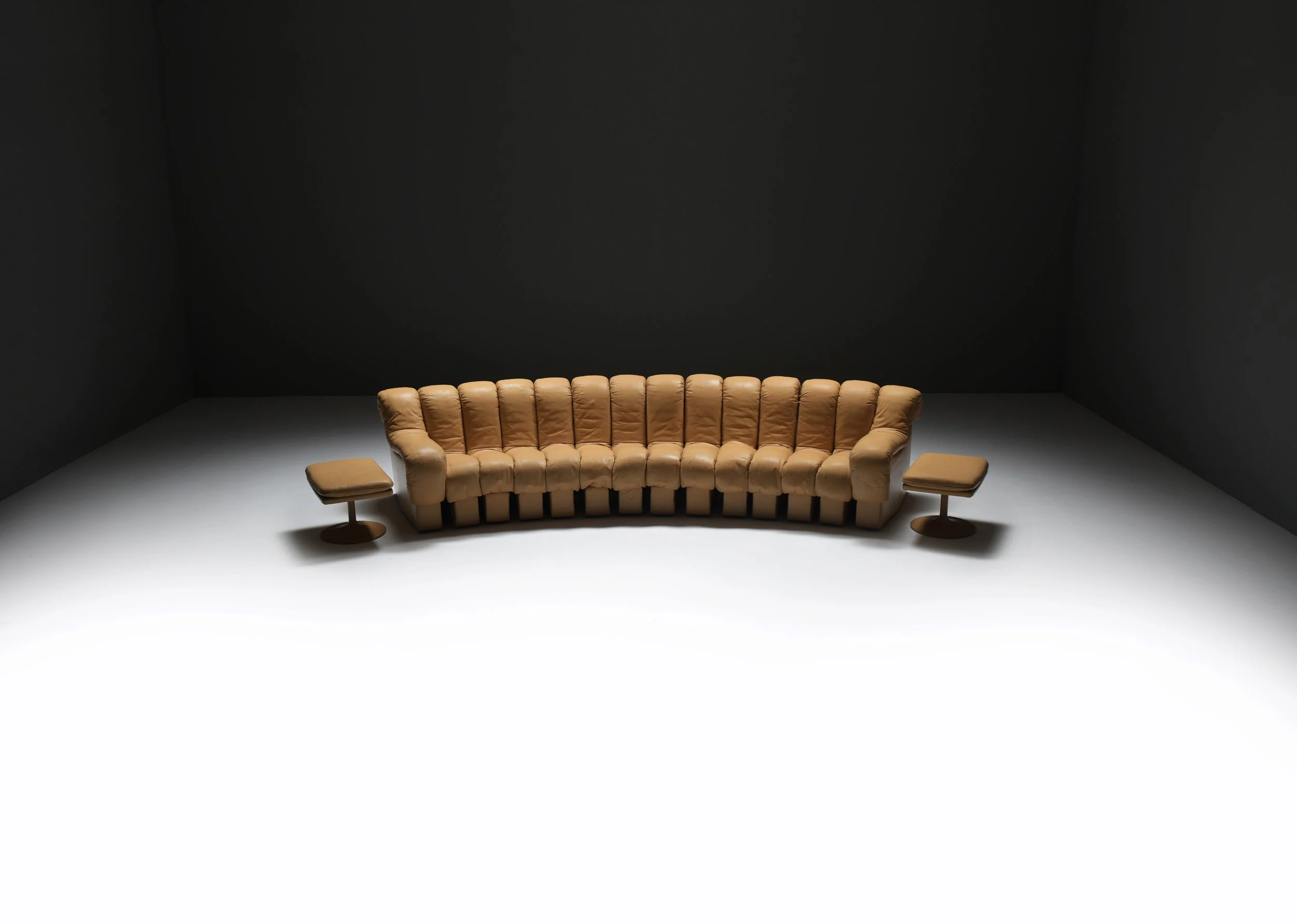 2 De Sede DS-600 Tatzelwurm Snake Sofa Modular ottoman poof Swiss Vintage 1970s Furniture Classic Ueli Berger Elenora Peduzzi-Riva Heinz Ulrich Klaus Vogt design furniture aera lab aeralab bart albrecht 1stdibs.jpg