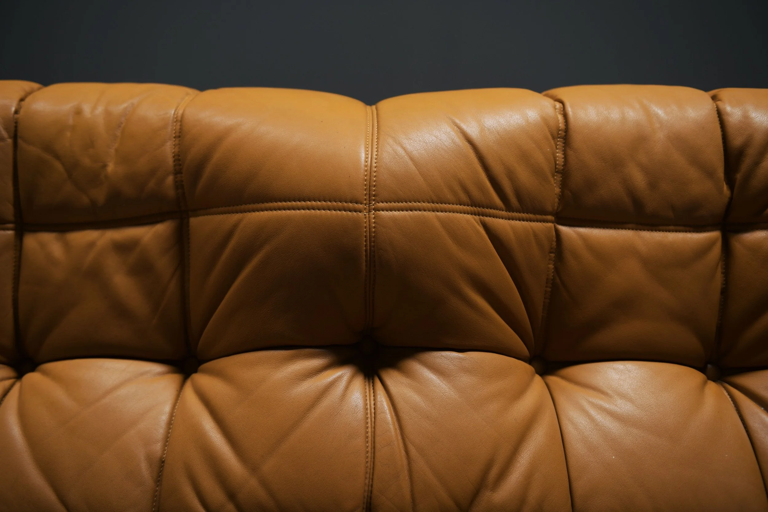 13 Kashima lounge sofa 3 seater vintage cognac orange leather michel ducaroy ligne roset france design furniture togo yoko aera lab aeralab albrecht natural 1stdibs .jpg