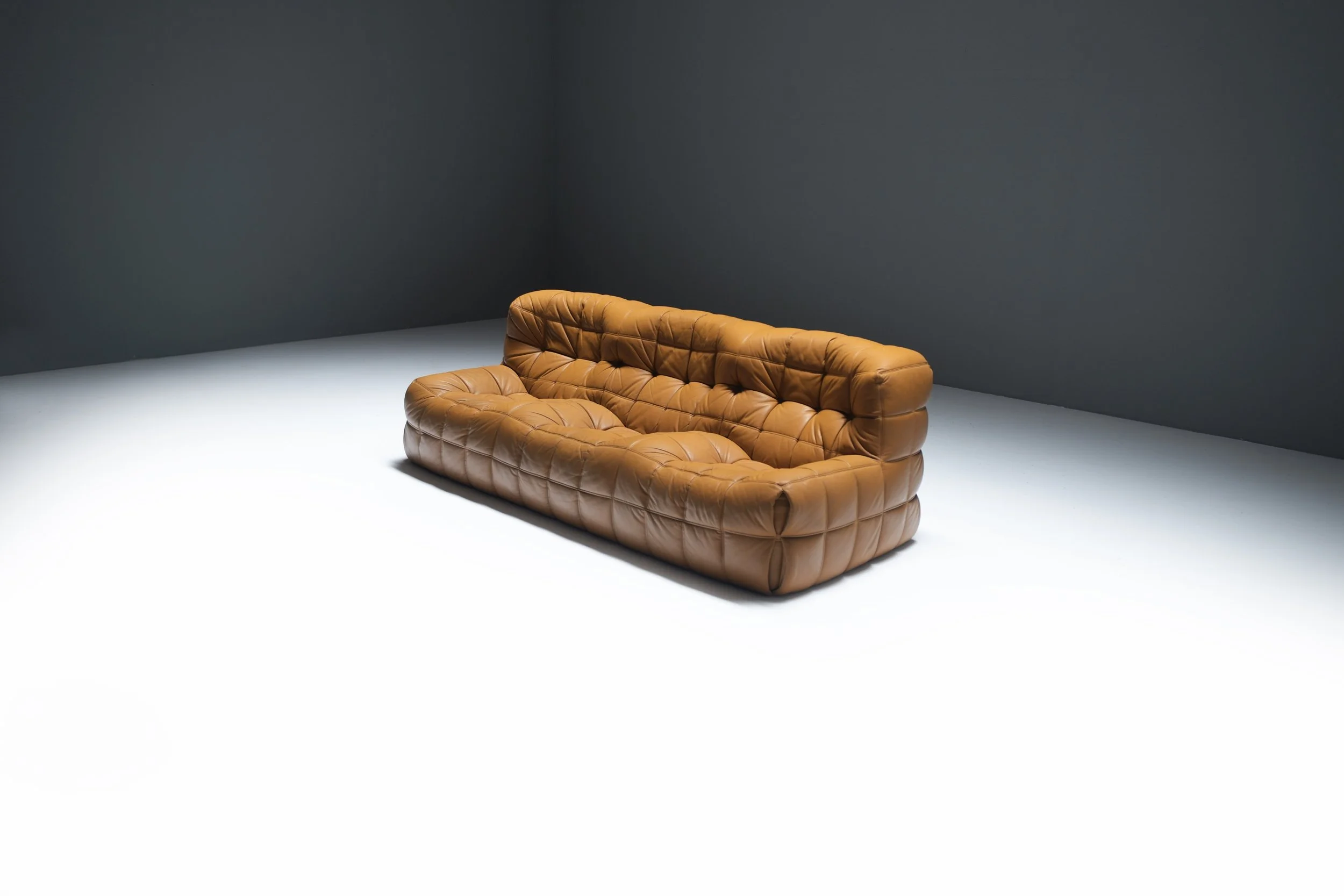 4 Kashima lounge sofa 3 seater vintage cognac orange leather michel ducaroy ligne roset france design furniture togo yoko aera lab aeralab albrecht natural 1stdibs .jpg