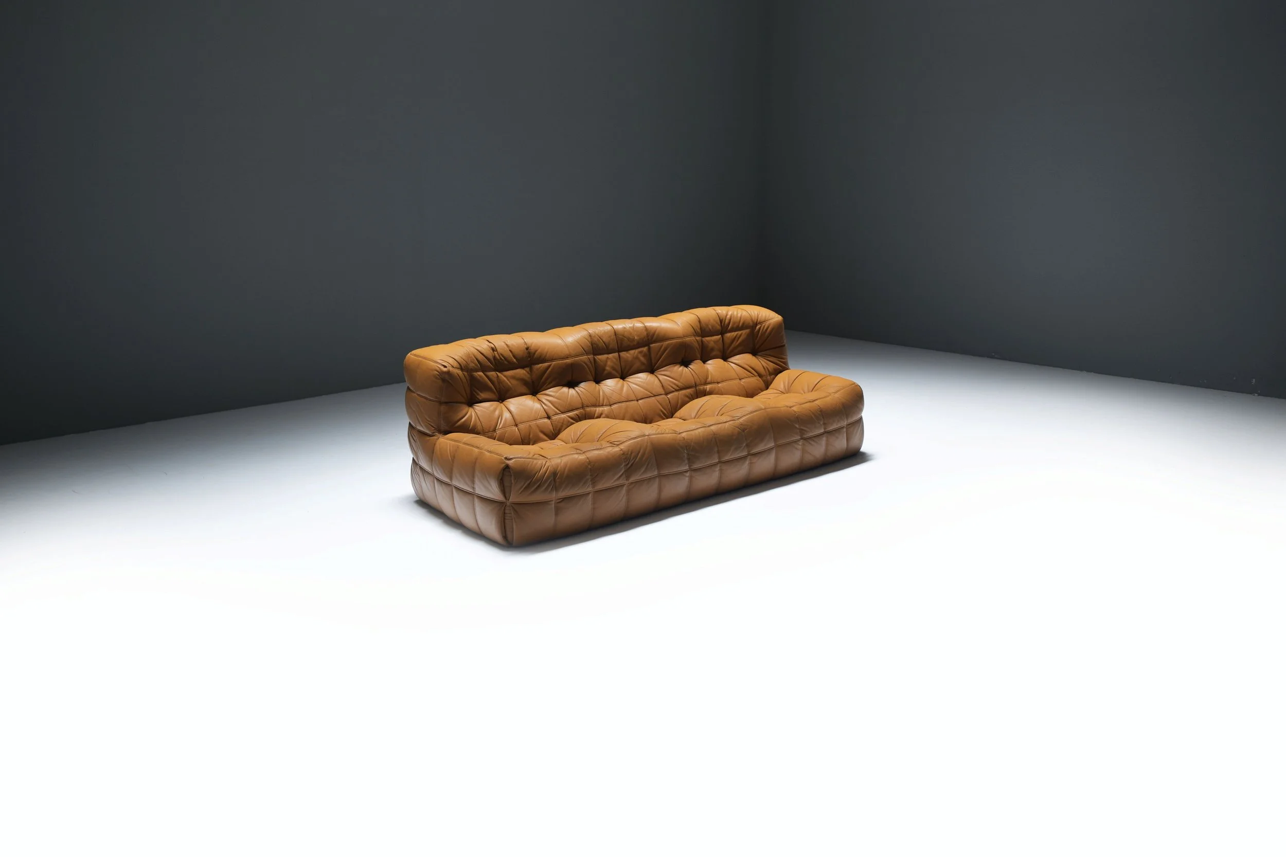 3 Kashima lounge sofa 3 seater vintage cognac orange leather michel ducaroy ligne roset france design furniture togo yoko aera lab aeralab albrecht natural 1stdibs .jpg