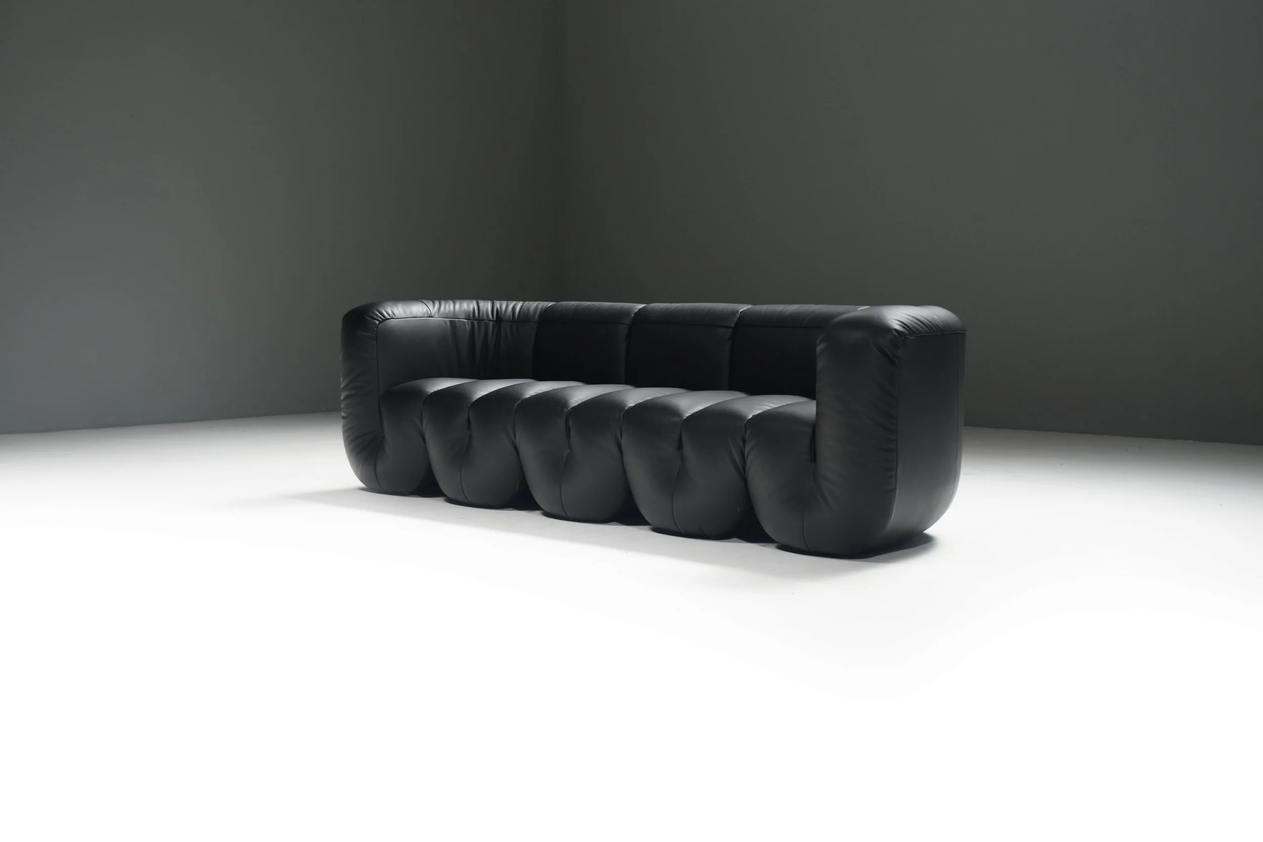 2 de Sede DS707 707 Malouin sculptural Swiss serpentine black leather sofa designer statement organic architectural modernist collectible luxury modular Montreal Habitat aera lab aeralab albrecht 1stdibs.jpg