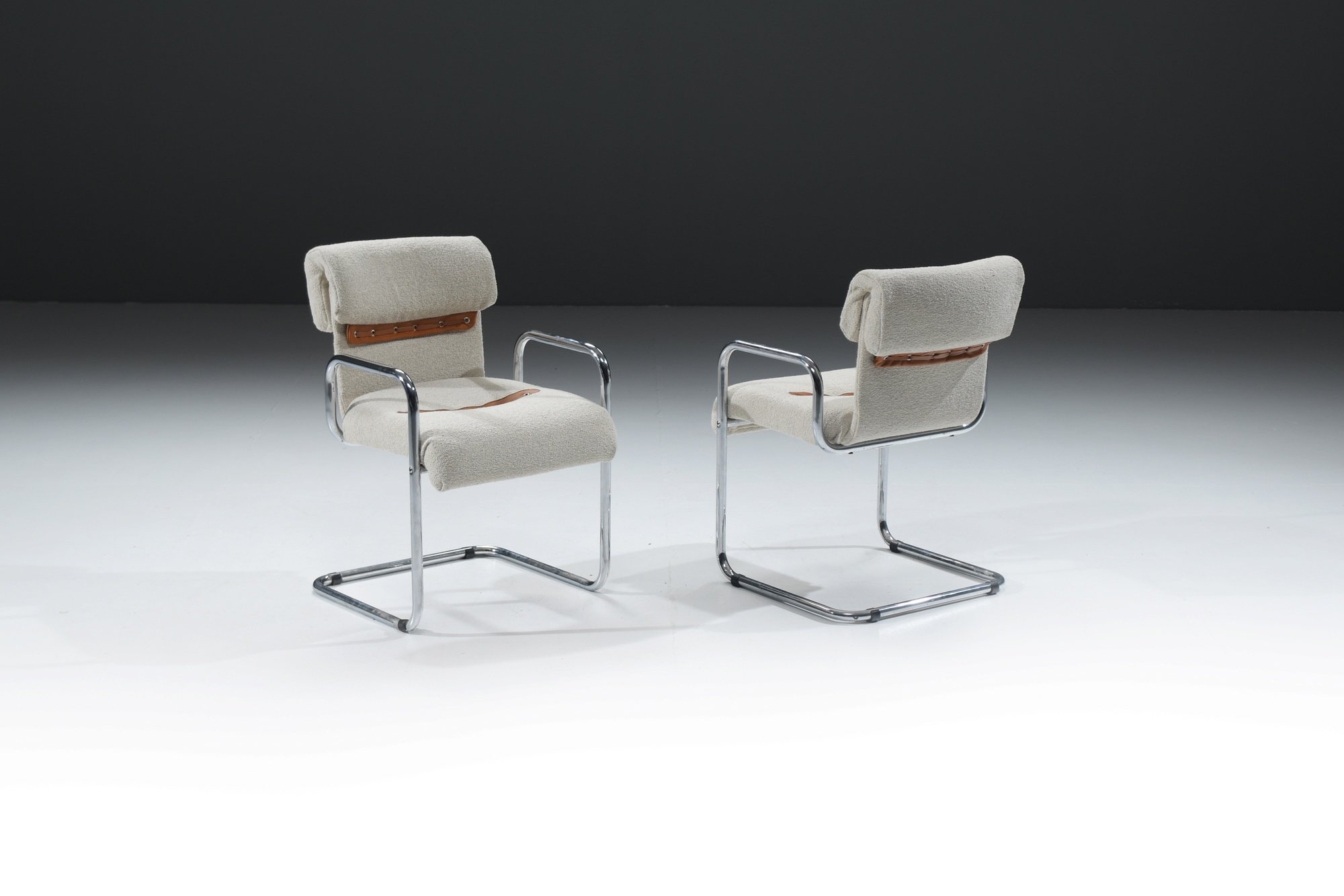 13 Tucroma cantilever boucle cognac leather Dining Armchairs Guido Faleschini i4 Mariani Italy 1970 vintage design furniture aera lab aeralab 1stdibs dendermonde belgium.jpg