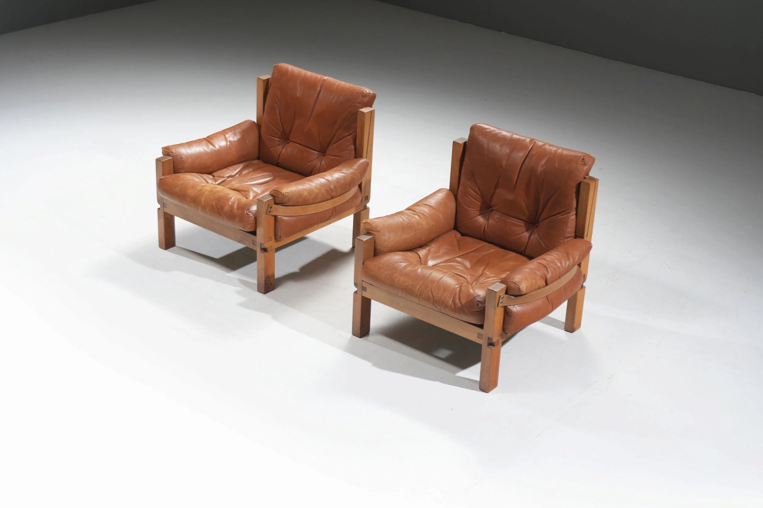 2 Pierre Chapo S15 elm elmwood wood cognac leather lounge chairs France 1967 aera lab aeralab bart albrecht 1stdibs vintage design furniture dendermonde belgium.jpg