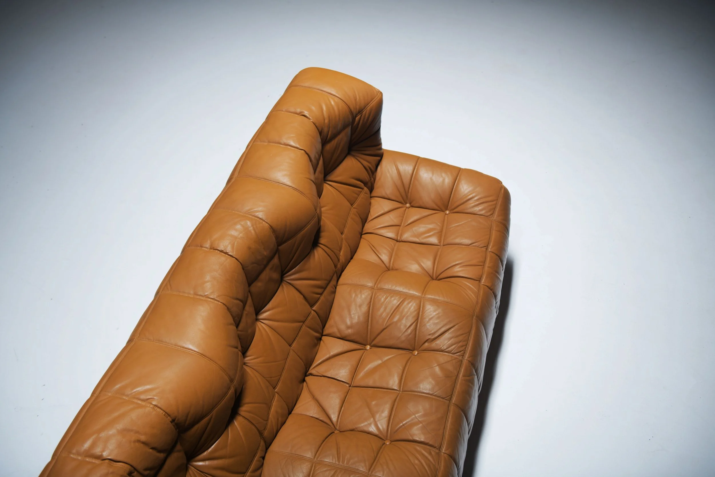 14 Kashima lounge sofa 3 seater vintage cognac orange leather michel ducaroy ligne roset france design furniture togo yoko aera lab aeralab albrecht natural 1stdibs .jpg