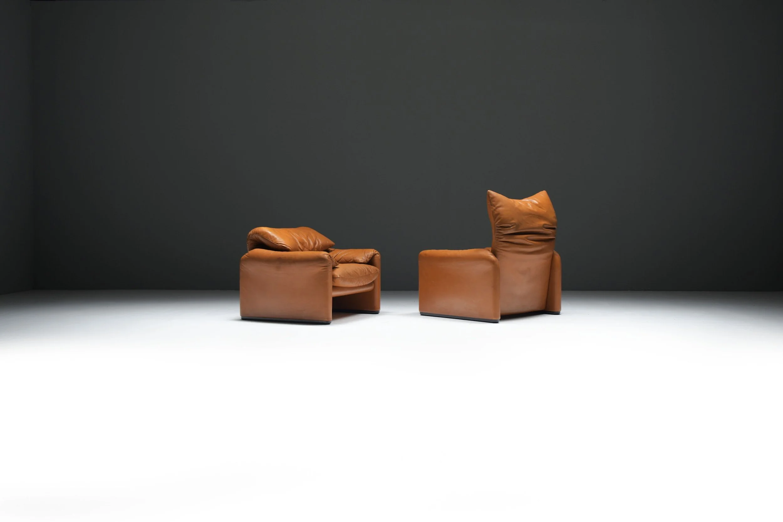2 Maralunga cassina orange cognac burnt magistretti lounge chair first early edition 1973 bellini ducaroy eames vintage aera lab aeralab vintage design furniture.jpg