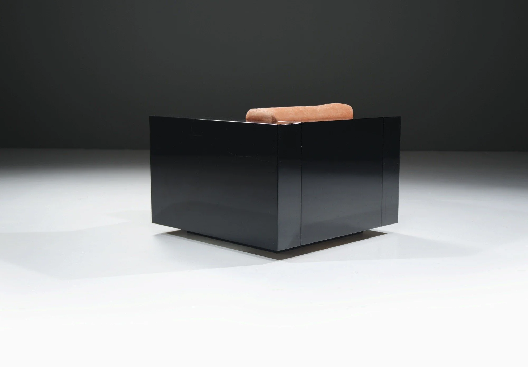 11 Saratoga Poltronova Massimo Vignelli Lella Italian Design Architectural  Collectible Furniture Piano Black Orange Leather Patina vintage aera lab aeralab albrecht 1stdibs.jpg