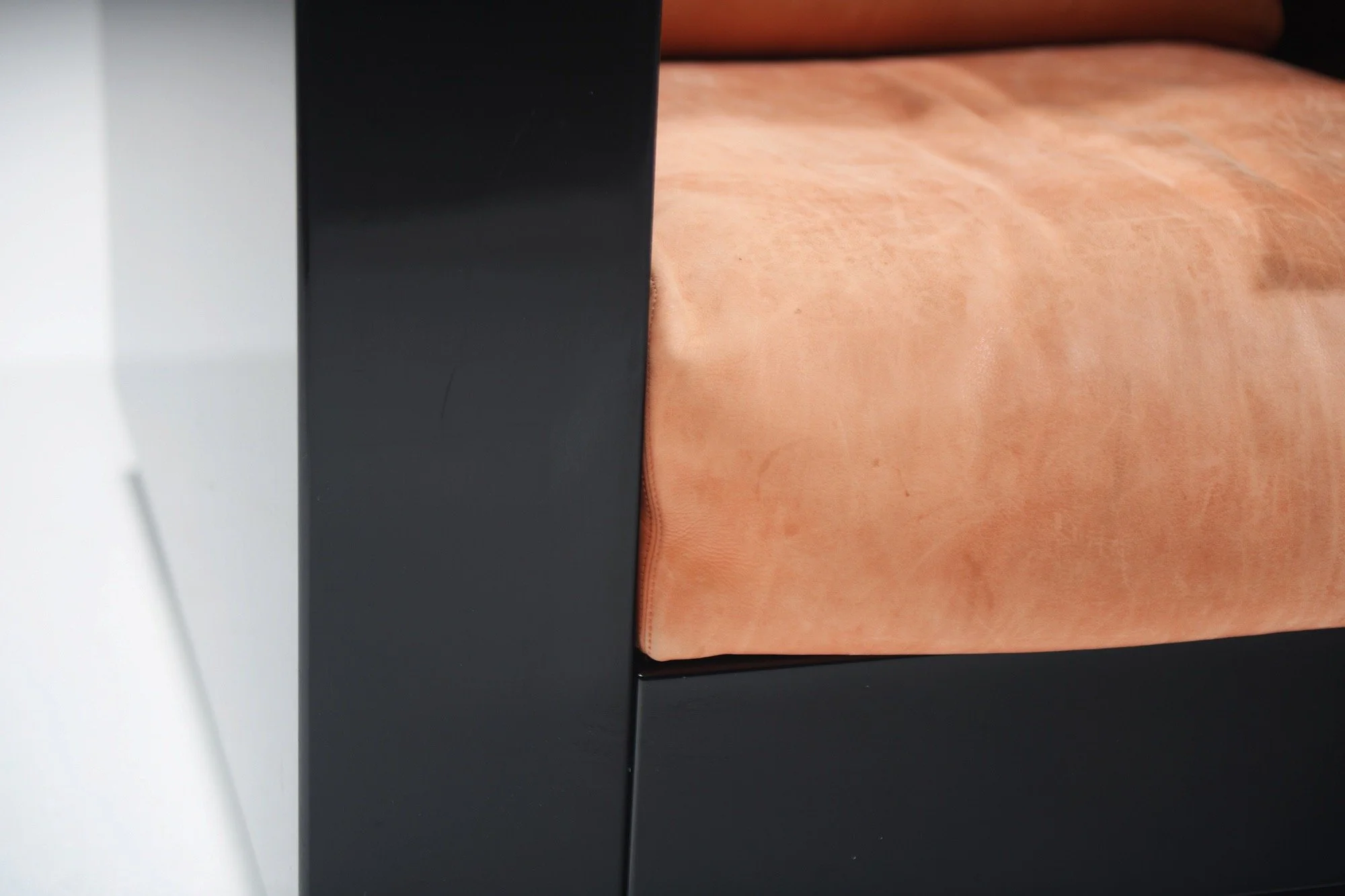 6 Saratoga Poltronova Massimo Vignelli Lella Italian Design Architectural  Collectible Furniture Piano Black Orange Leather Patina vintage aera lab aeralab albrecht 1stdibs.jpg