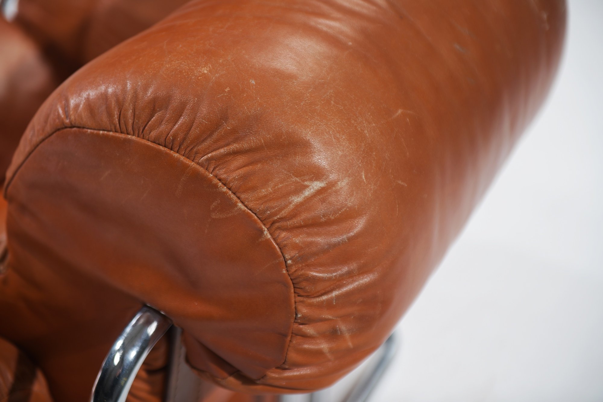 11 Tucroma single seater lounge chair 1 orange cognac leather chrome tubes Guido Faleschini  i4 Mariani italy aera lab aeralab bart albrecht vintage design furniture belgium buggenhout dendermonde 1stdibs.jpg