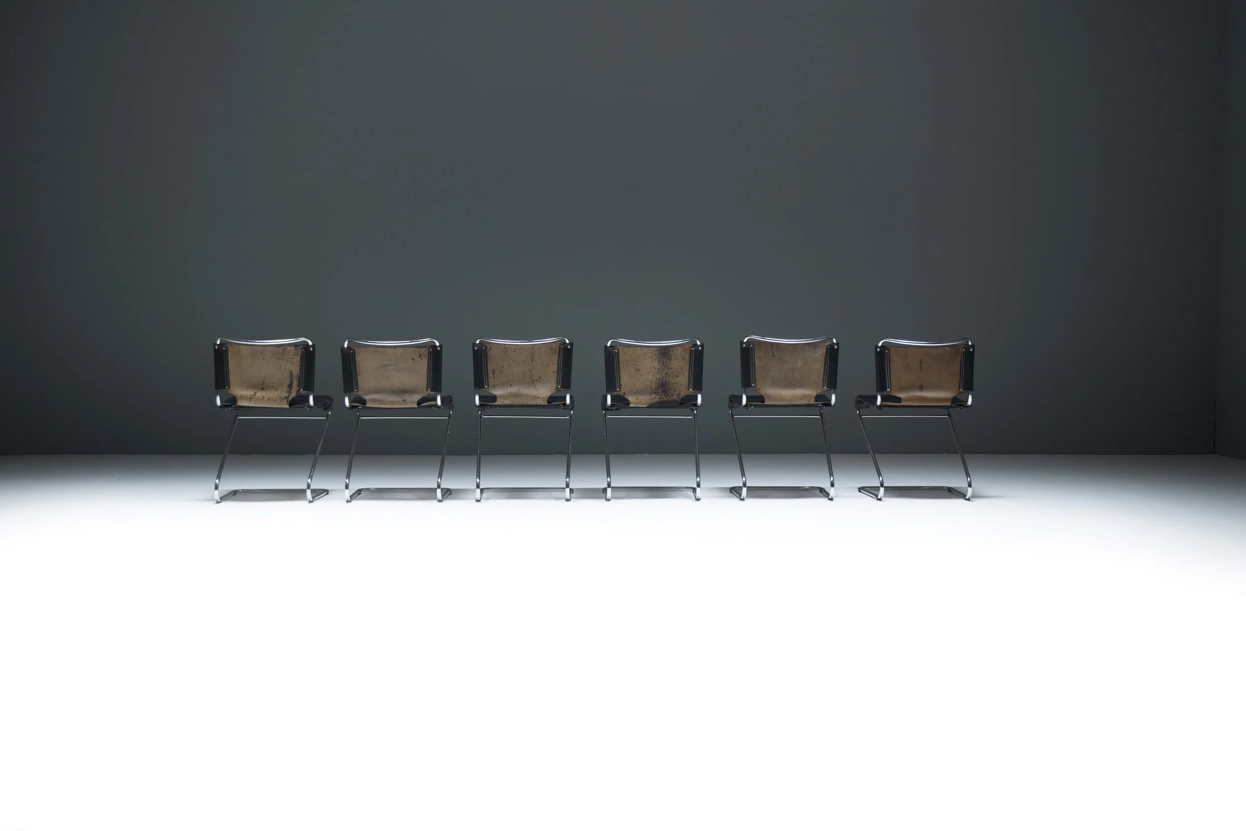 4 Pascal Mourgue Steiner meubles Zig zag shaped chrome tubular framed dining chair set 6 Biscia steel chrome black vintage leather France aera lab aeralab bart albrecht 1stdibs design firniture belgium.jpg