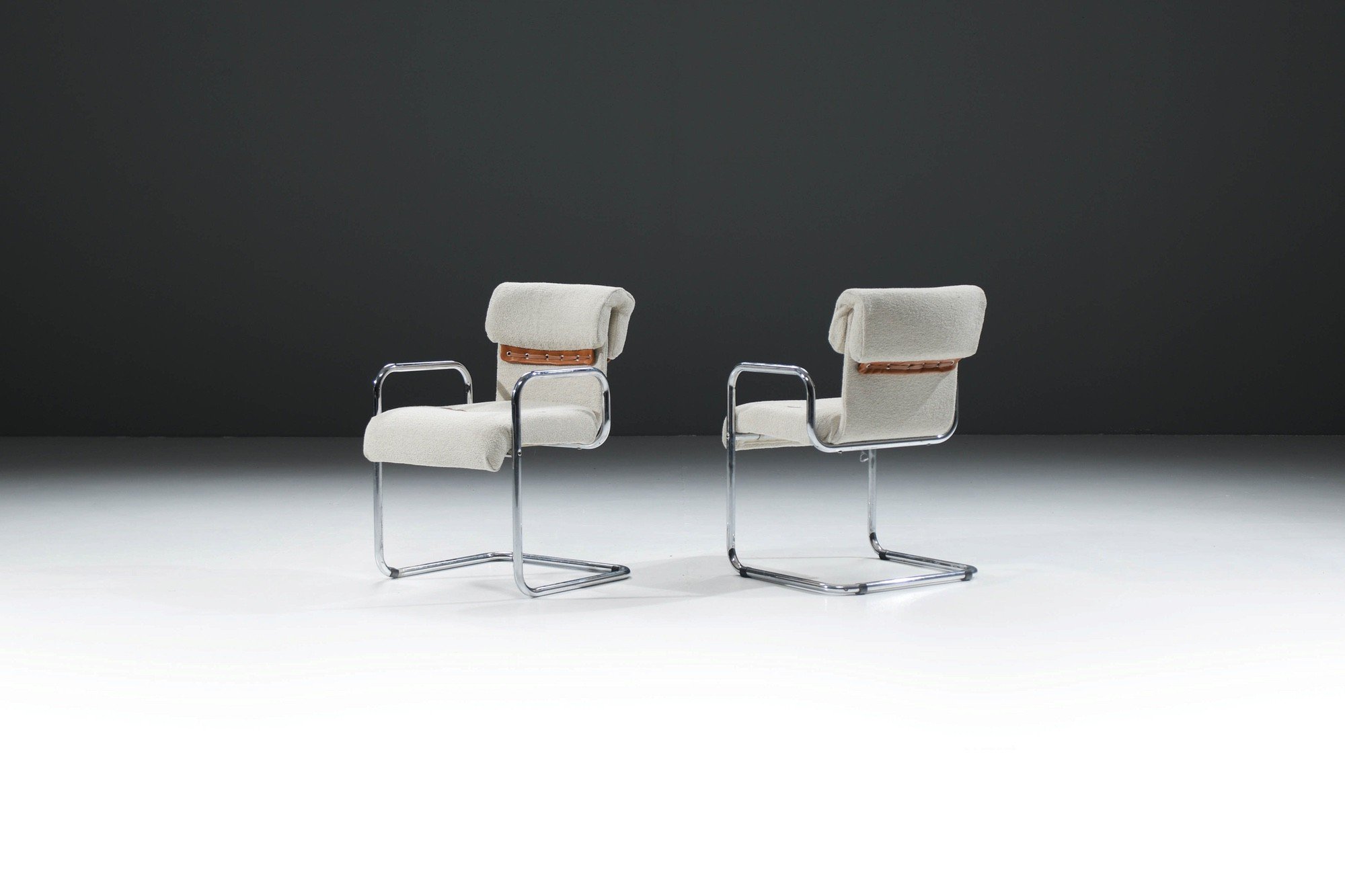 11 Tucroma cantilever boucle cognac leather Dining Armchairs Guido Faleschini i4 Mariani Italy 1970 vintage design furniture aera lab aeralab 1stdibs dendermonde belgium.jpg