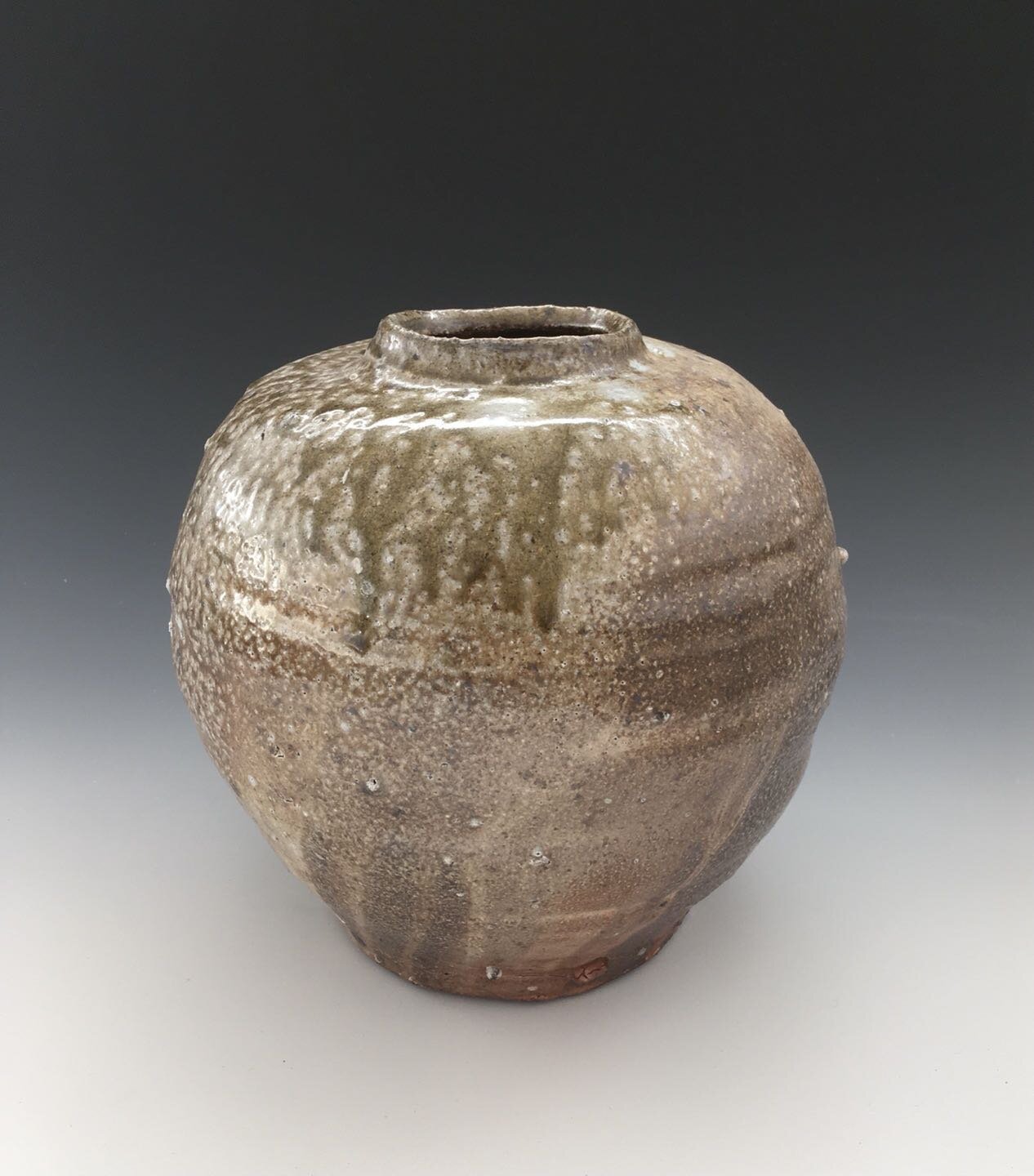 Recent woodfire salt glaze pot