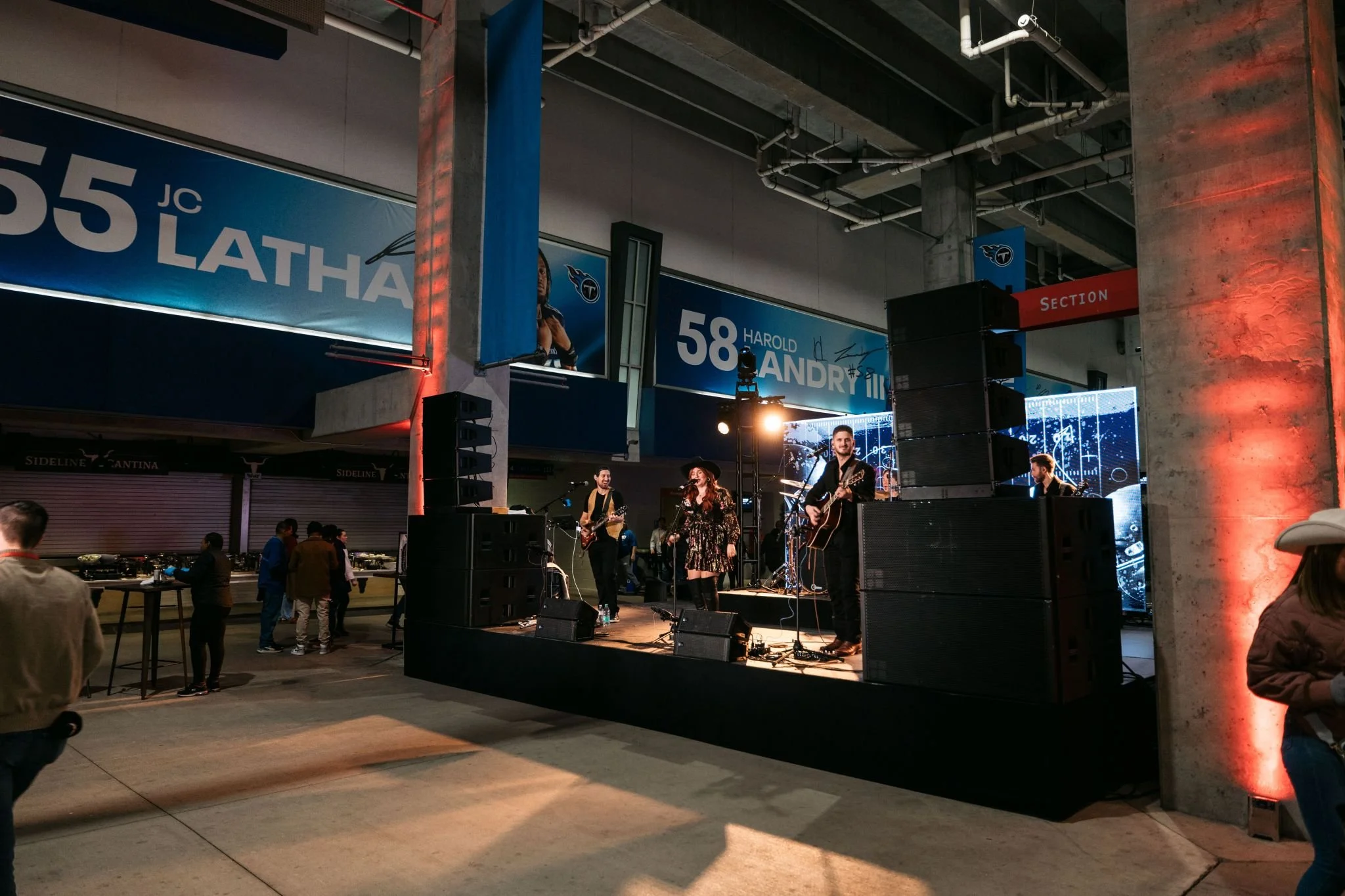 Six String Circus performing a high-energy corporate event in Nashville