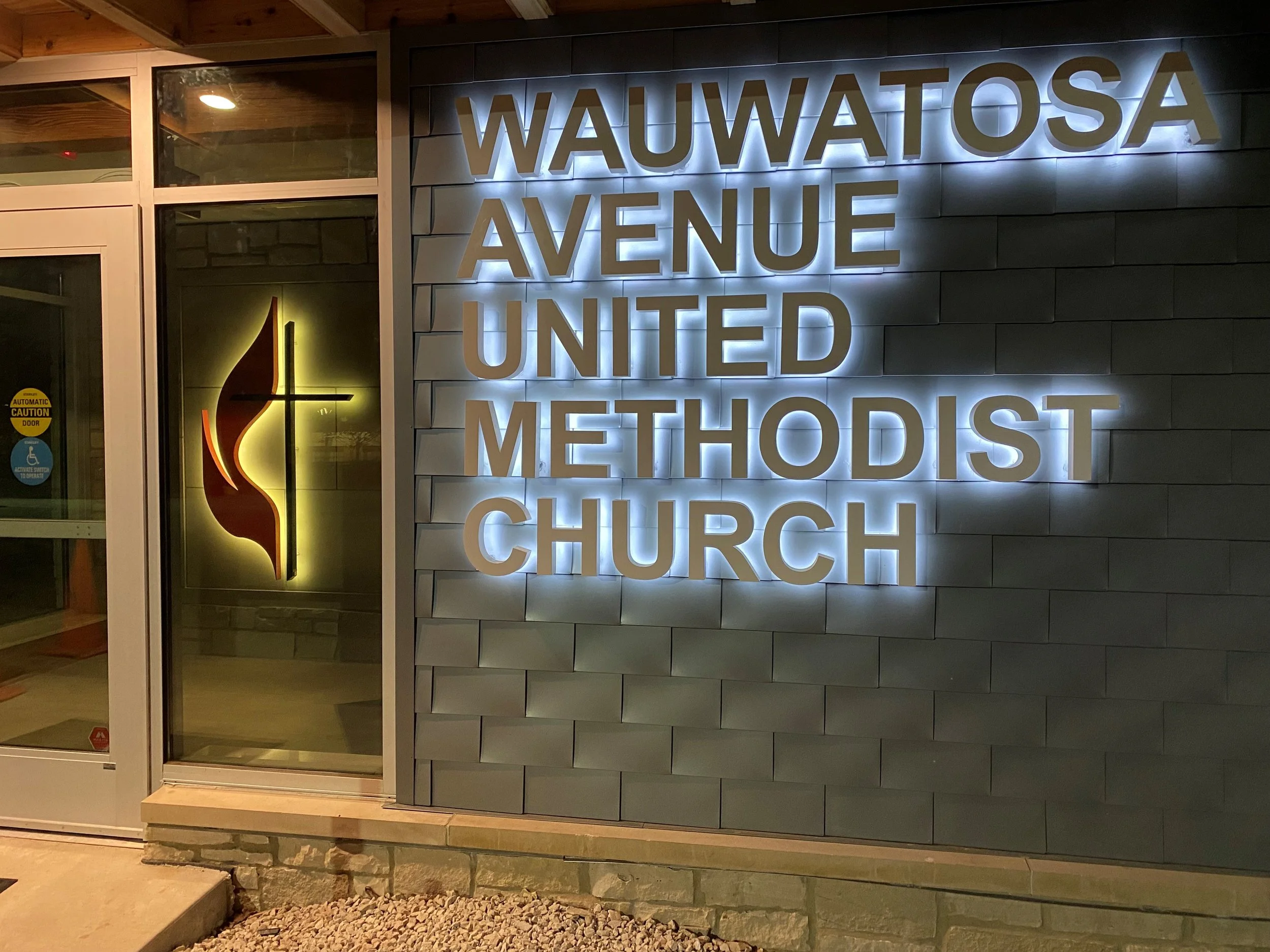 Tosa Methadist Church back lit letters.jpg