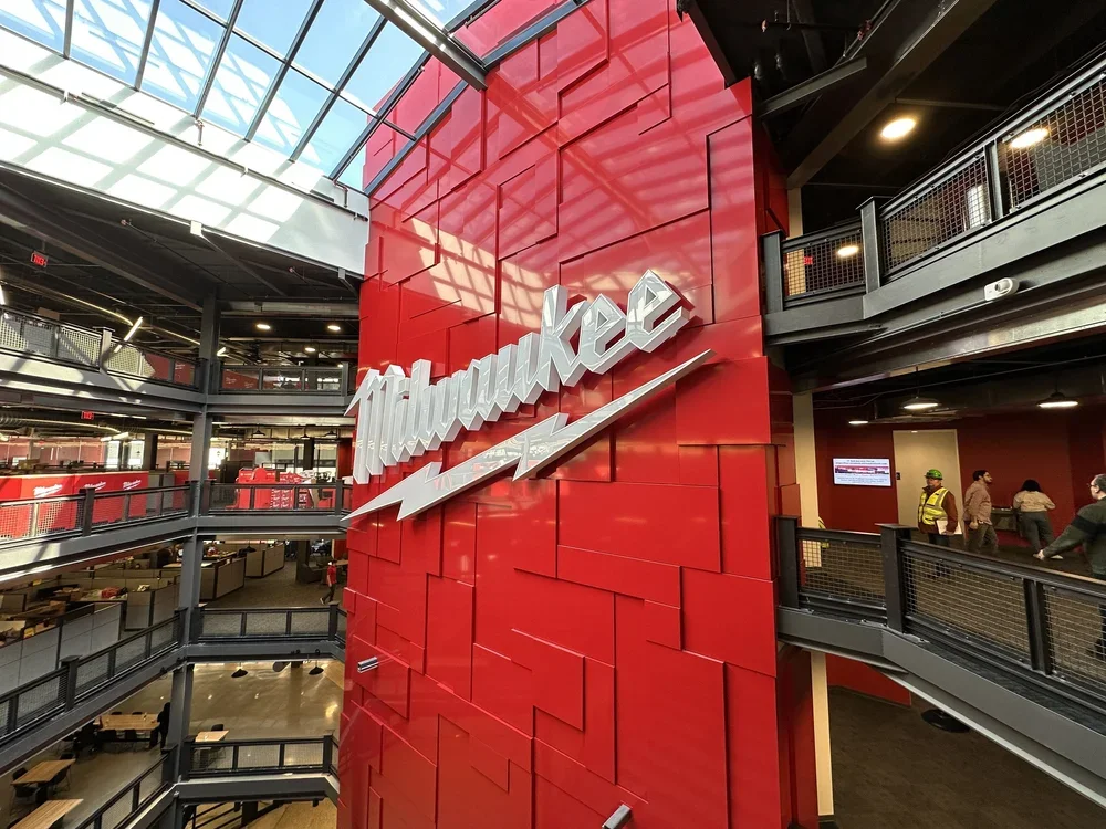 Milwaukee tool interior elevated signage.webp