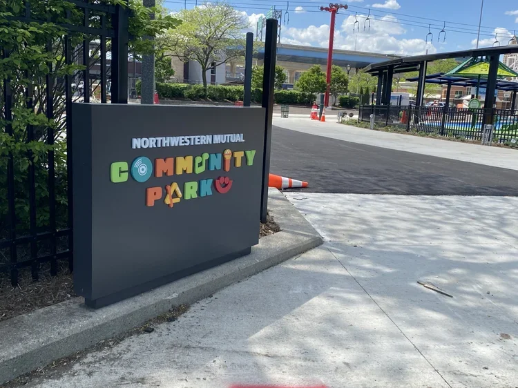 Northwestern Mutual Community Park signage.webp