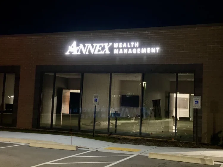 Annex Wealth Management exterior illuminted.webp