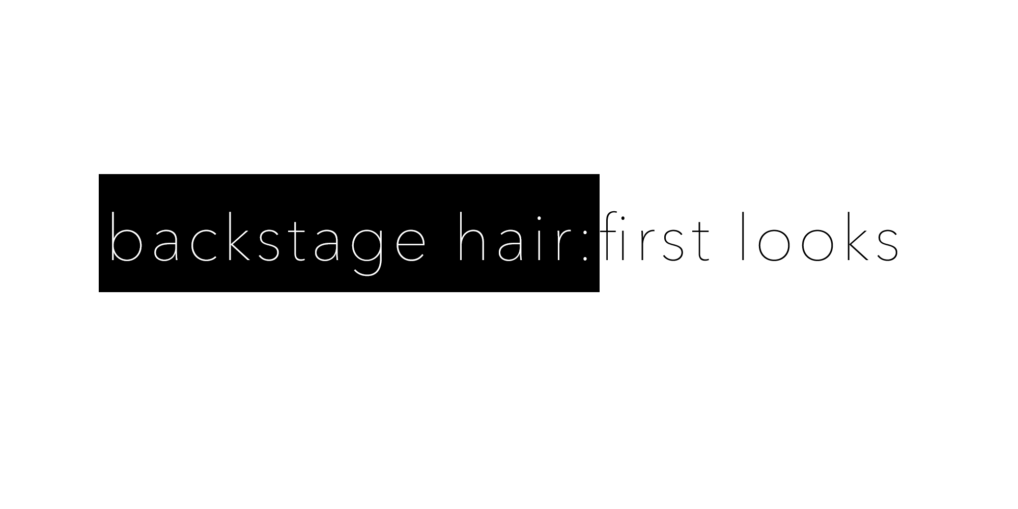 A logo for the backstage hair:first looks hair styling course