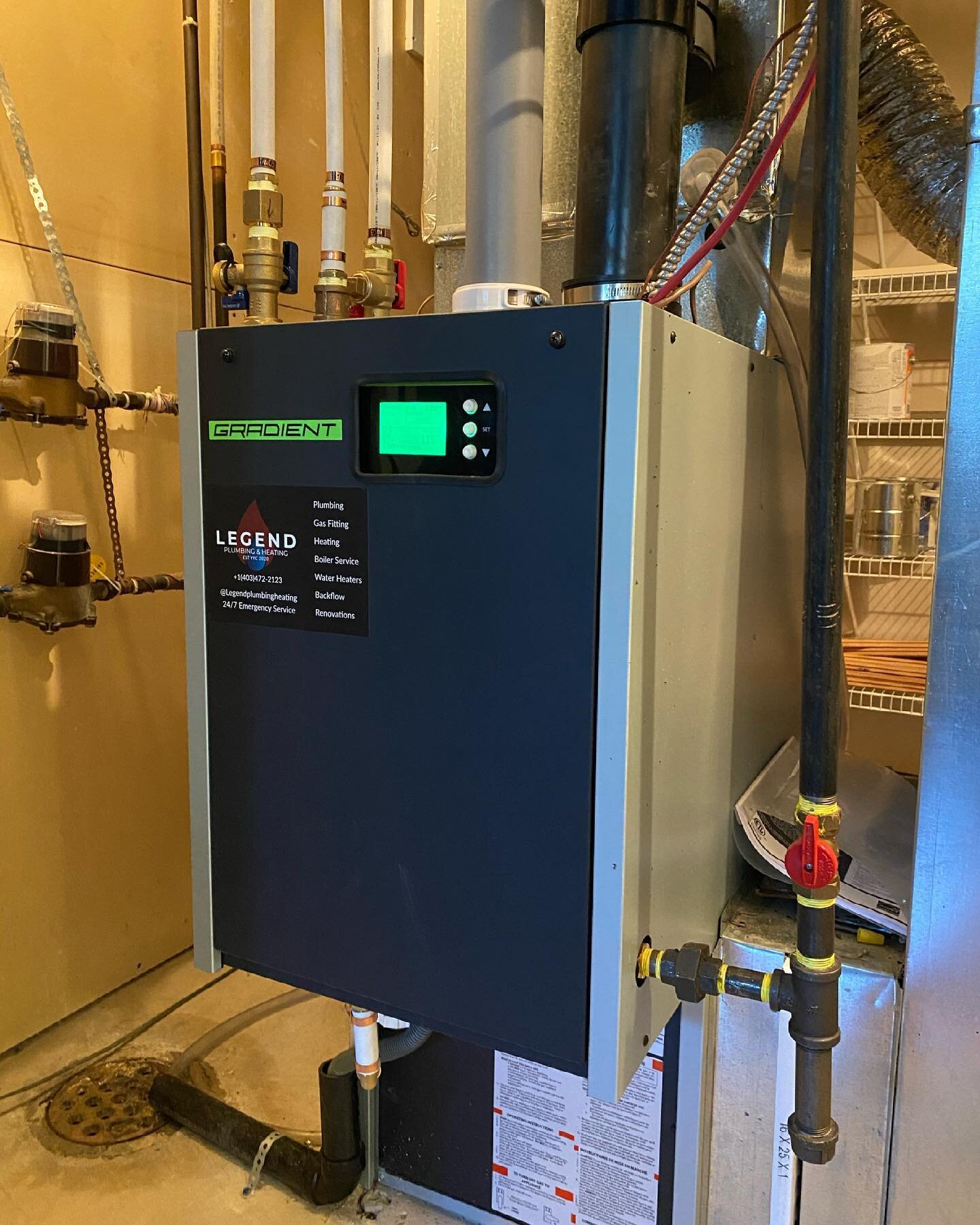 This mechanical room got a makeover!
&bull;
Swipe for the before and after glow-up
&bull;
We removed the old furnace and hot water tank and freed up a ton of space by installing a @gradientthermal SYNC furnace. This furnace does it all - hot water on