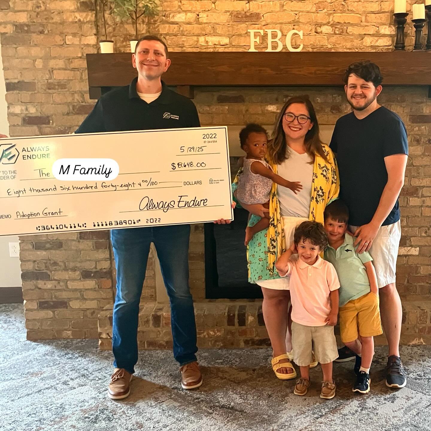 We give God the glory for the opportunity to pay the &ldquo;M&rdquo; family&rsquo;s final adoption expense through one of our adoption aid grants totaling $8,648.00! 

The &ldquo;M&rdquo; Family adopted their sweet baby girl recently, and we could no