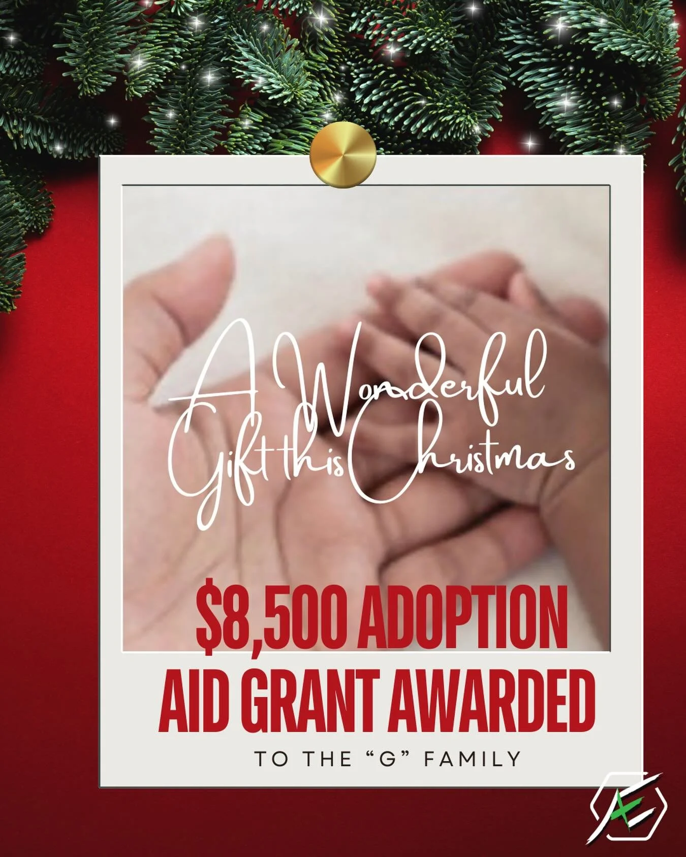 We are thankful for a very generous donor who helped us award a $8,500 adoption aid grant to the &ldquo;G&rdquo; Family! What a precious gift they received in their baby this Christmas and now they don&rsquo;t have to worry about the financial burden