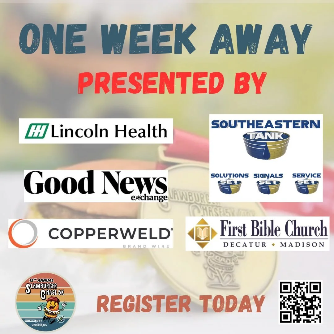 ONE WEEK❗️🍔

Have you registered for the Slawburger Chase 5k yet? Register here: https://www.reg2run.com/index.php/event_details/448

Online registration will be open through Tuesday, April 14, 2026.
There will be no online registration on Wednesday