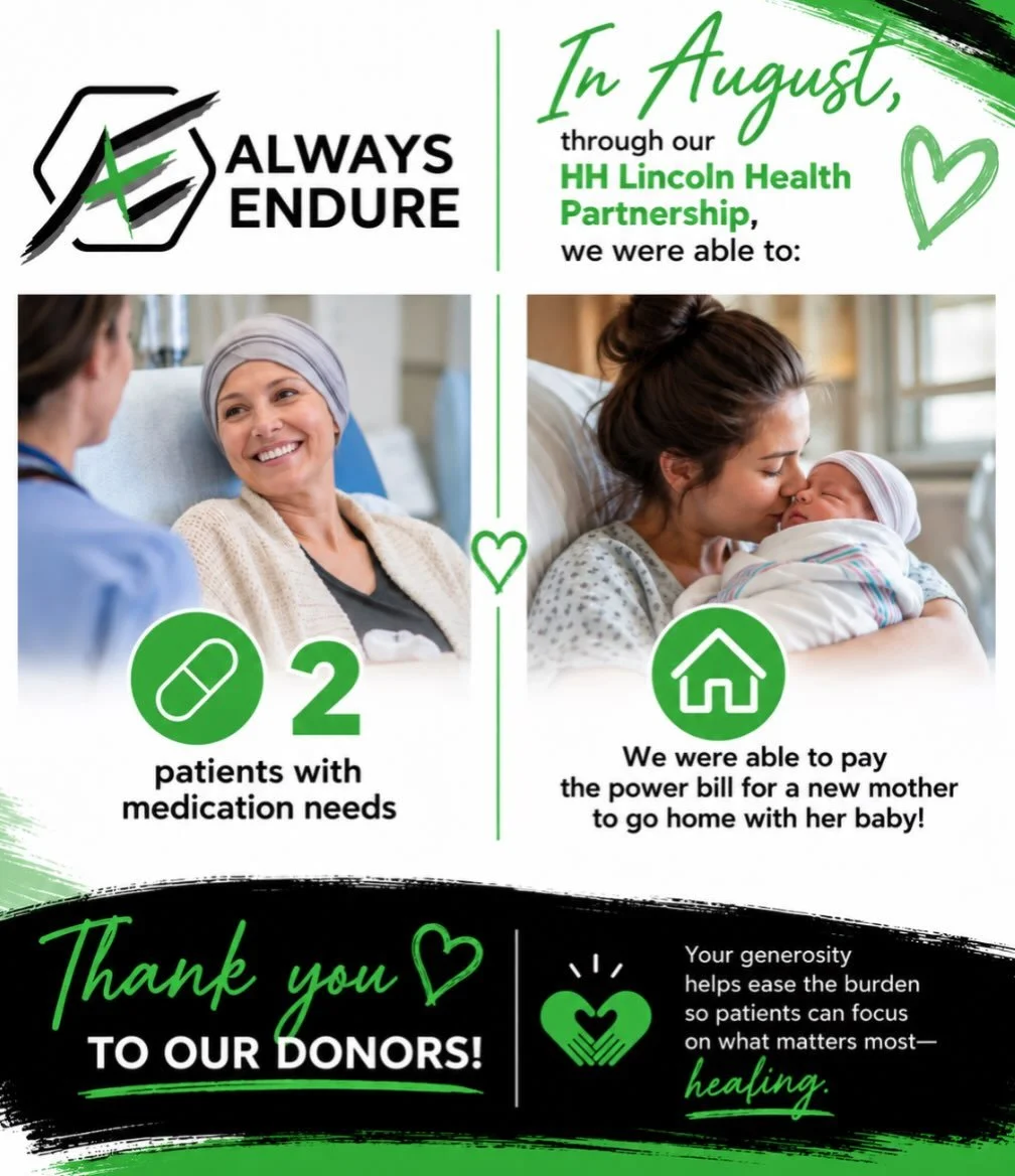 Because of your donations, we supported 2 HH Lincoln Health patients with medication needs. We were also able to pay the power bill for a new mother (HH Lincoln Health patient) to go home with her baby! 

Your giving makes a difference in local lives