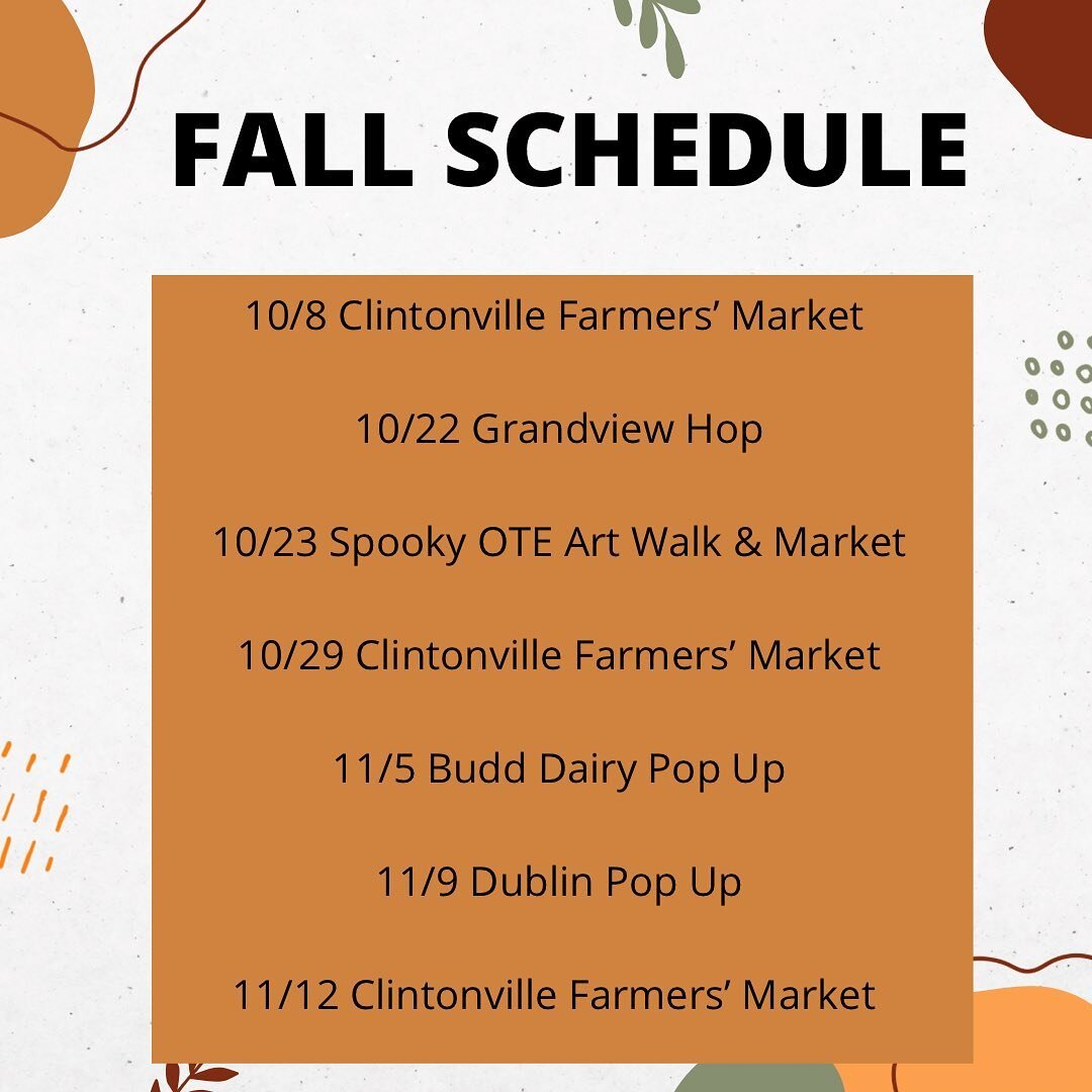 😍 LOOK 😍 at that fall schedule! I&rsquo;ve been hard at work trying to find the coolest and most exciting fall/holiday markets! 

Still waiting to hear from a couple about late November events!

What are you most excited for?!?! 
@clintonvillefarme