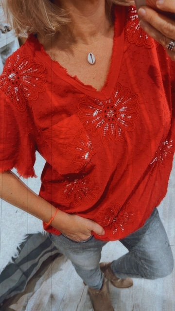 TOP SEQUINS ROUGE