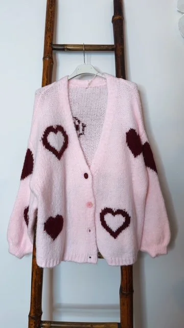 GILET COEUR ROSE BORDEAUX