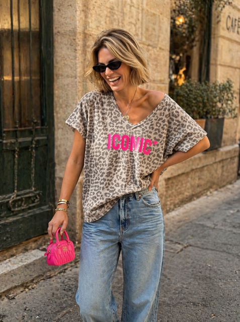 MAXI TEESHIRT ICONIC LEO BEIGE