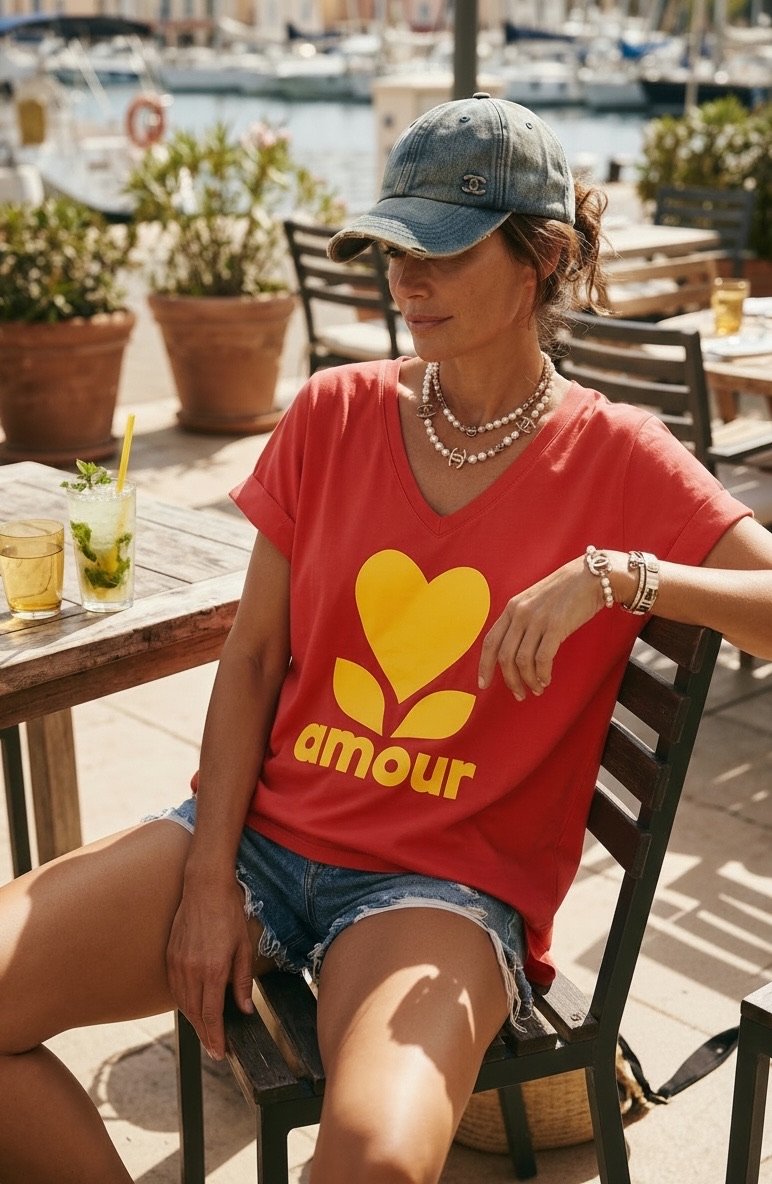 TEESHIRT AMOUR ROUGE / JAUNE